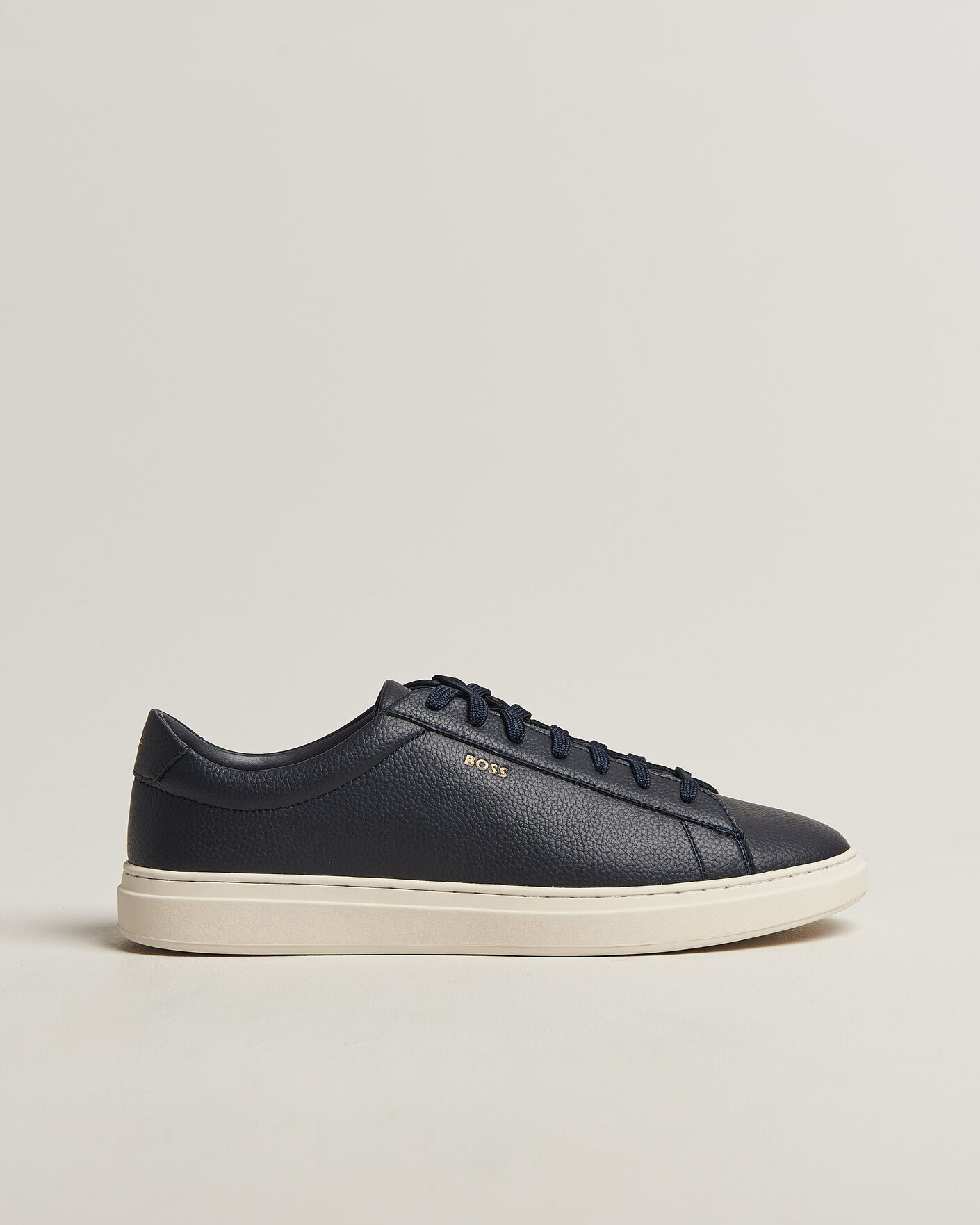 Herre | Sneakers | BOSS BLACK | Kieran Grained Leather Sneaker Dark Blue