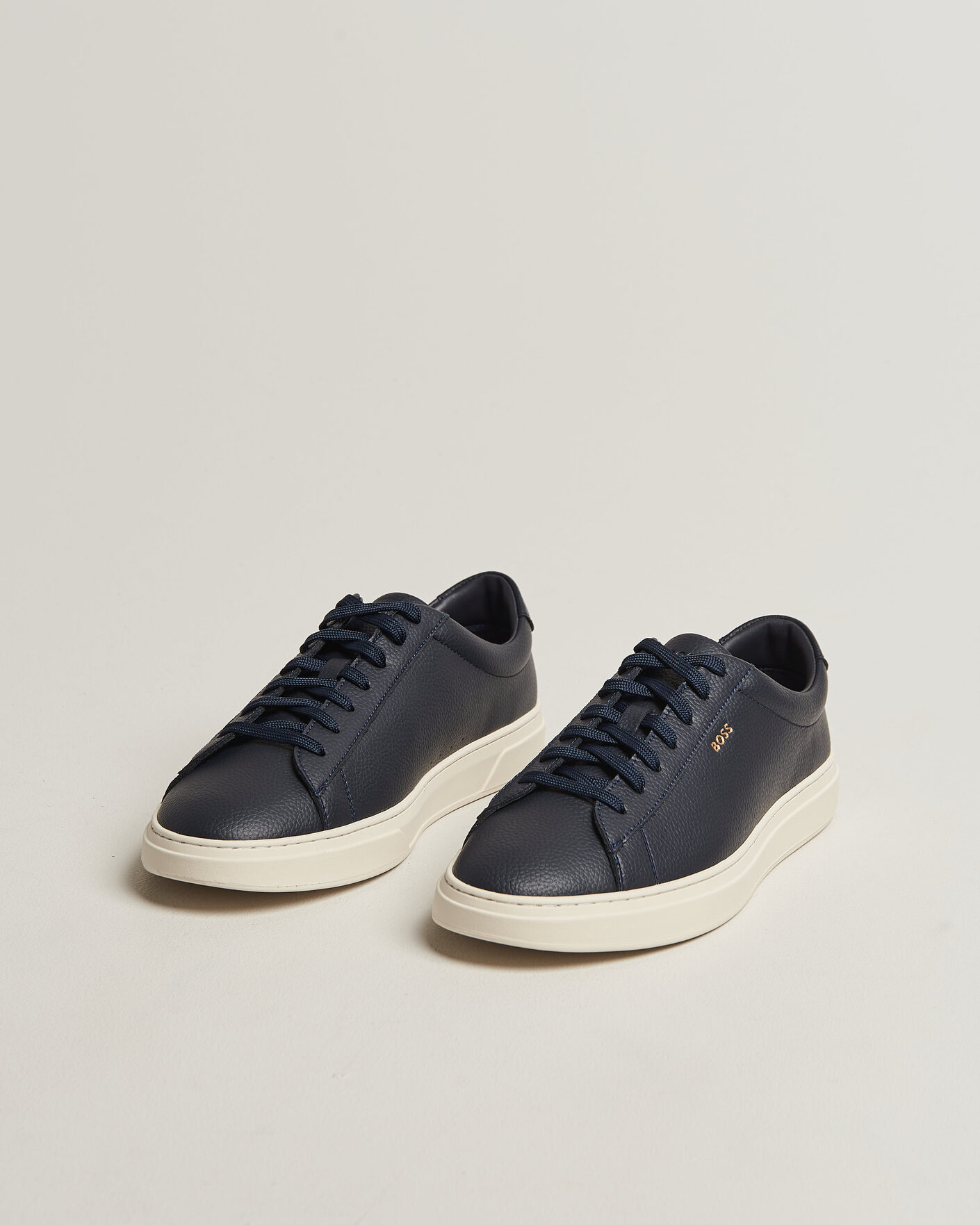 Herre | Sneakers | BOSS BLACK | Kieran Grained Leather Sneaker Dark Blue