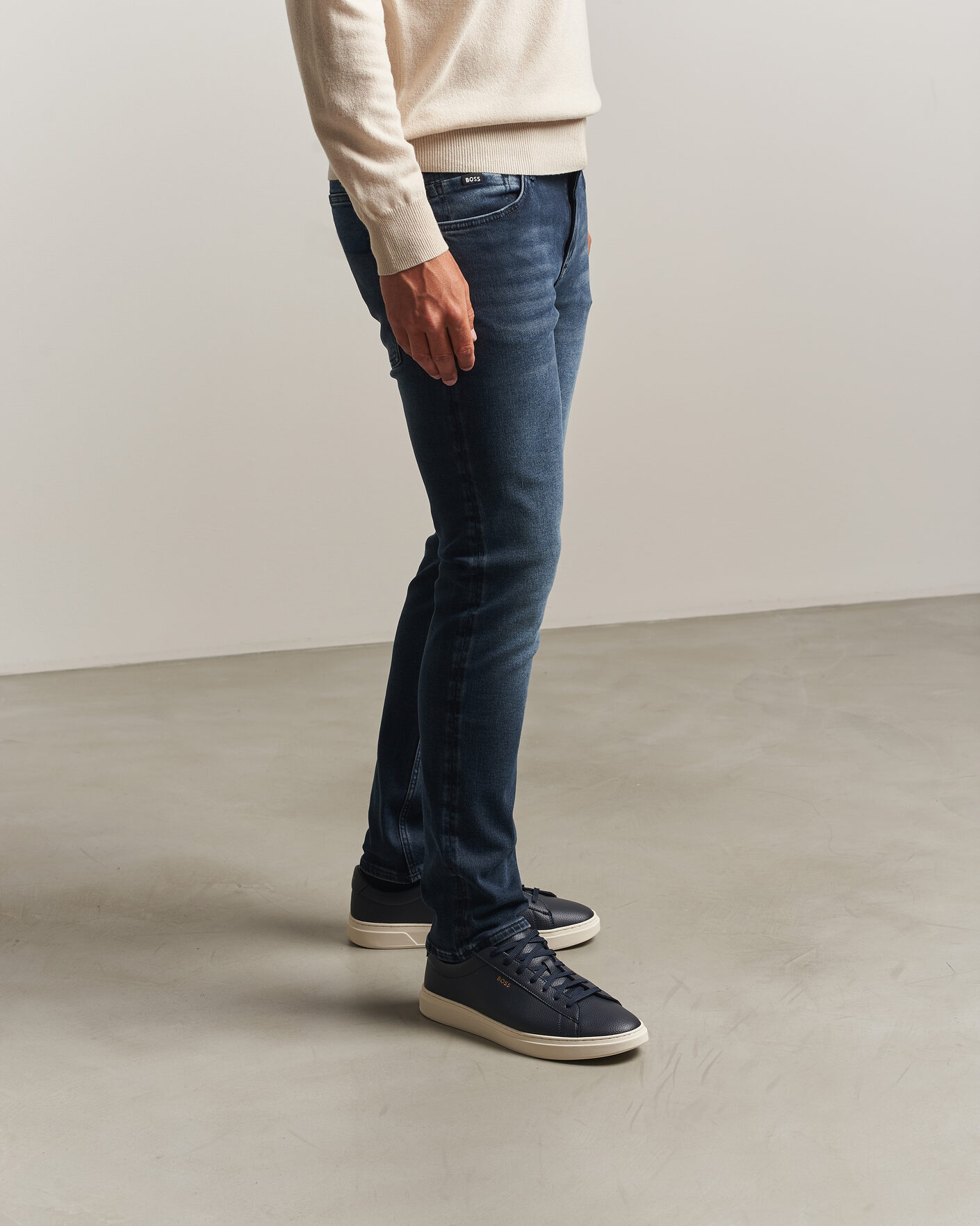 Herre | Sneakers | BOSS BLACK | Kieran Grained Leather Sneaker Dark Blue
