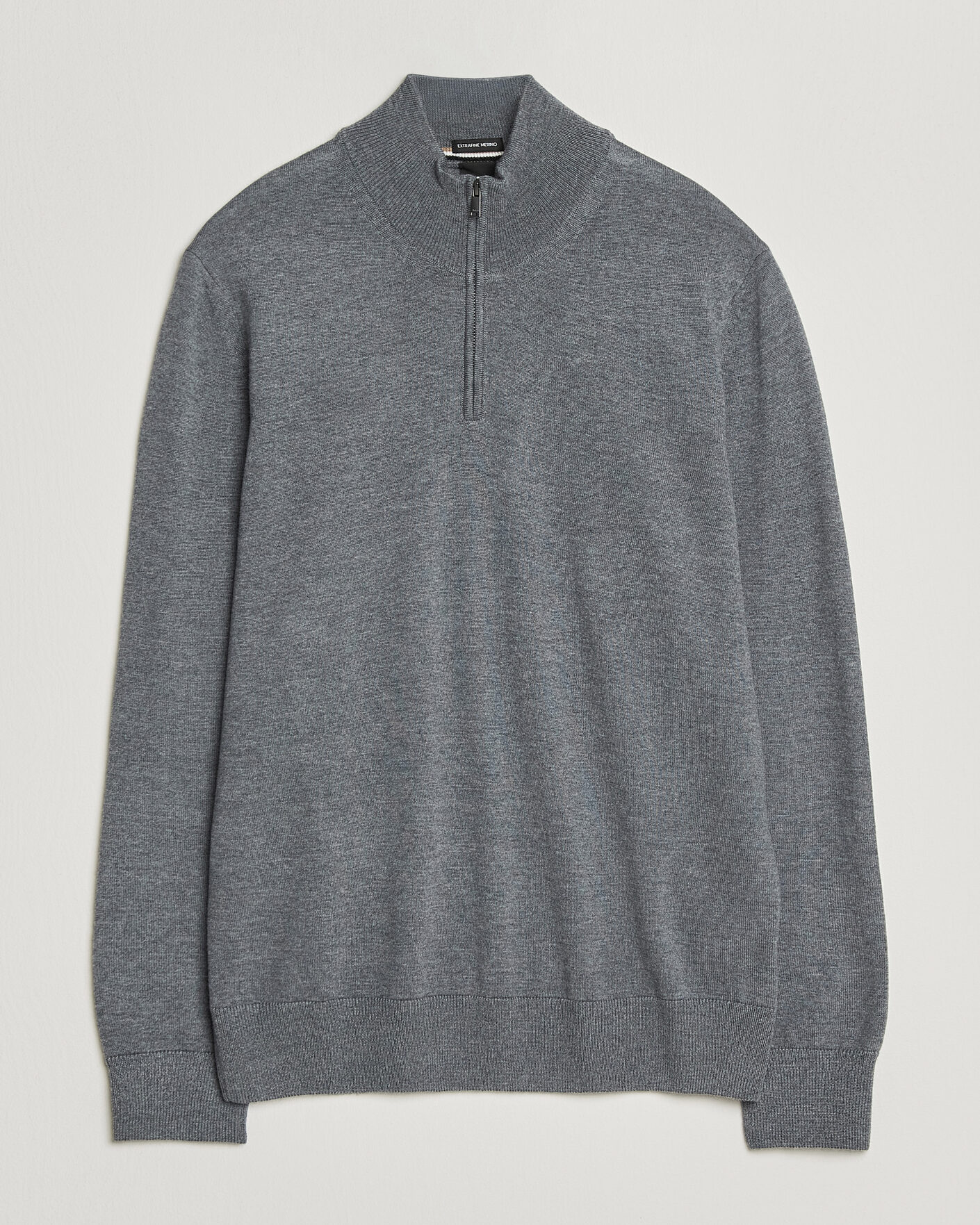 Herre | Gensere | BOSS BLACK | Ebenji Merino Knitted Half Zip Medium Grey