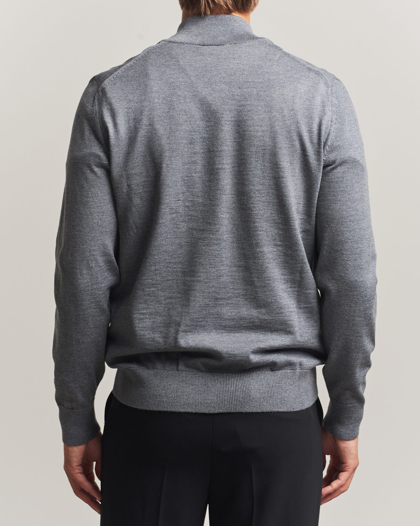 Herre | Gensere | BOSS BLACK | Ebenji Merino Knitted Half Zip Medium Grey