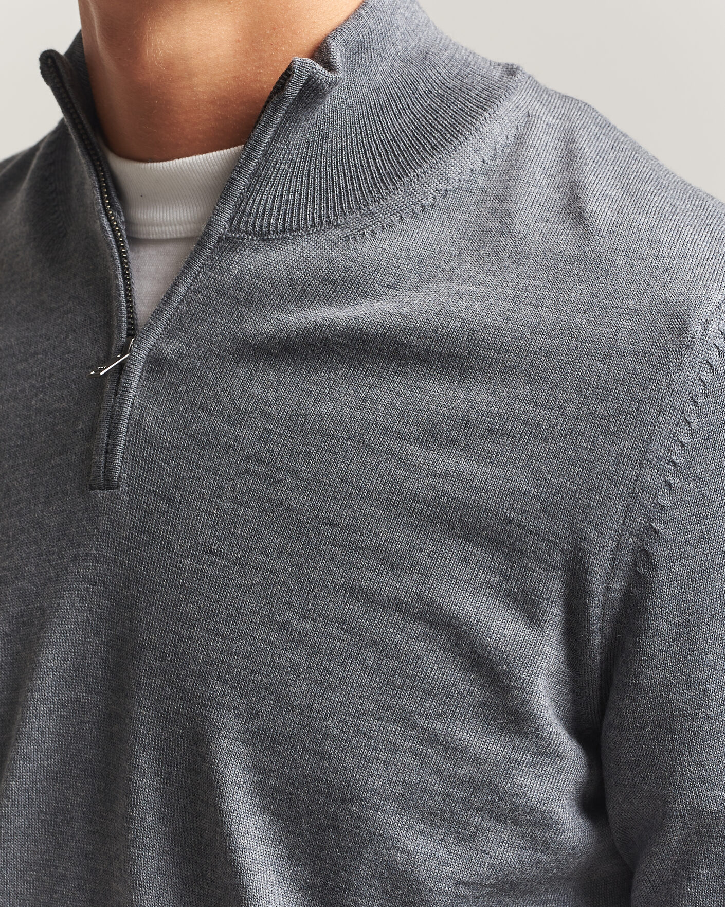 Herre | Gensere | BOSS BLACK | Ebenji Merino Knitted Half Zip Medium Grey