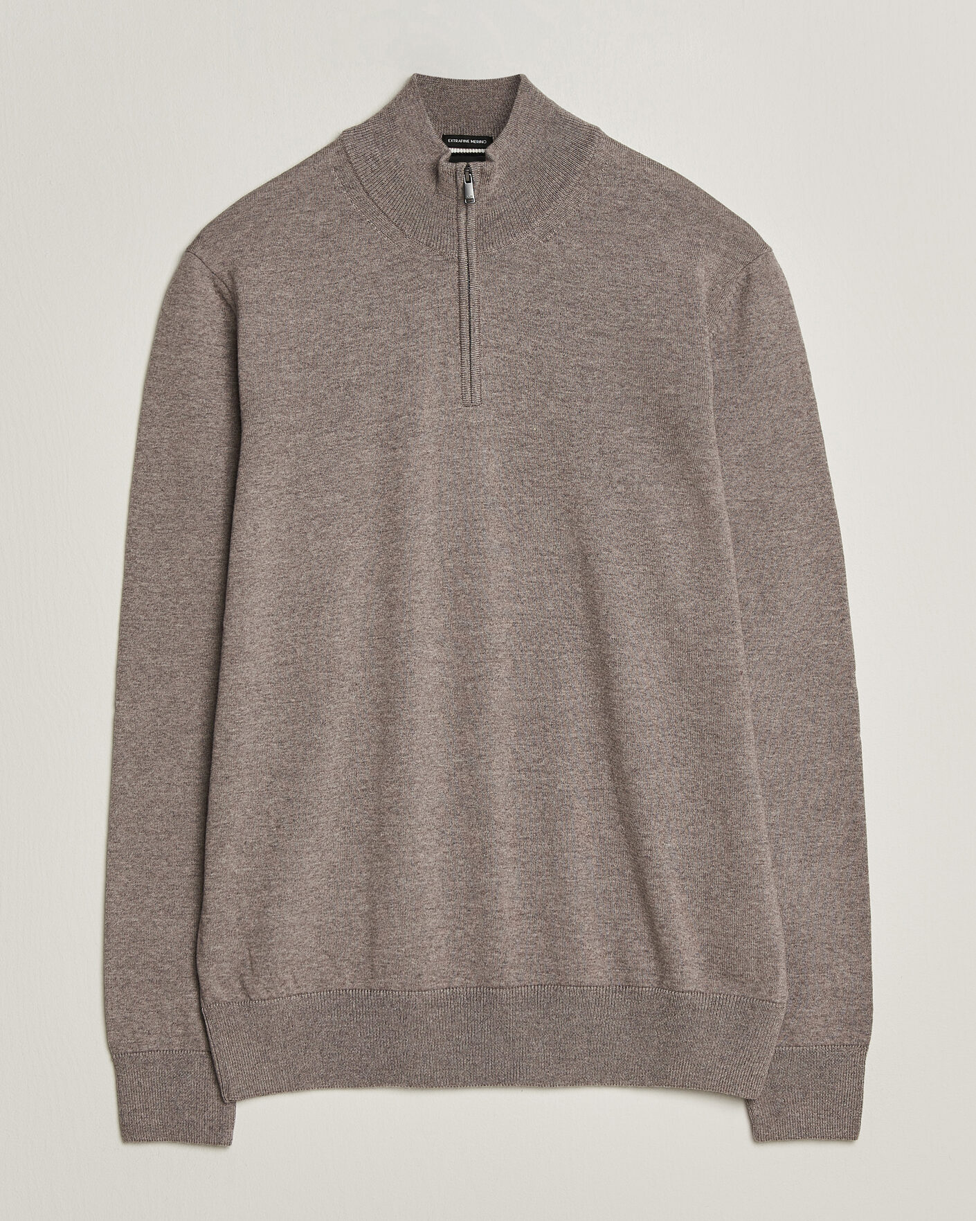 Herre | Gensere | BOSS BLACK | Ebenji Merino Knitted Half Zip Open Brown