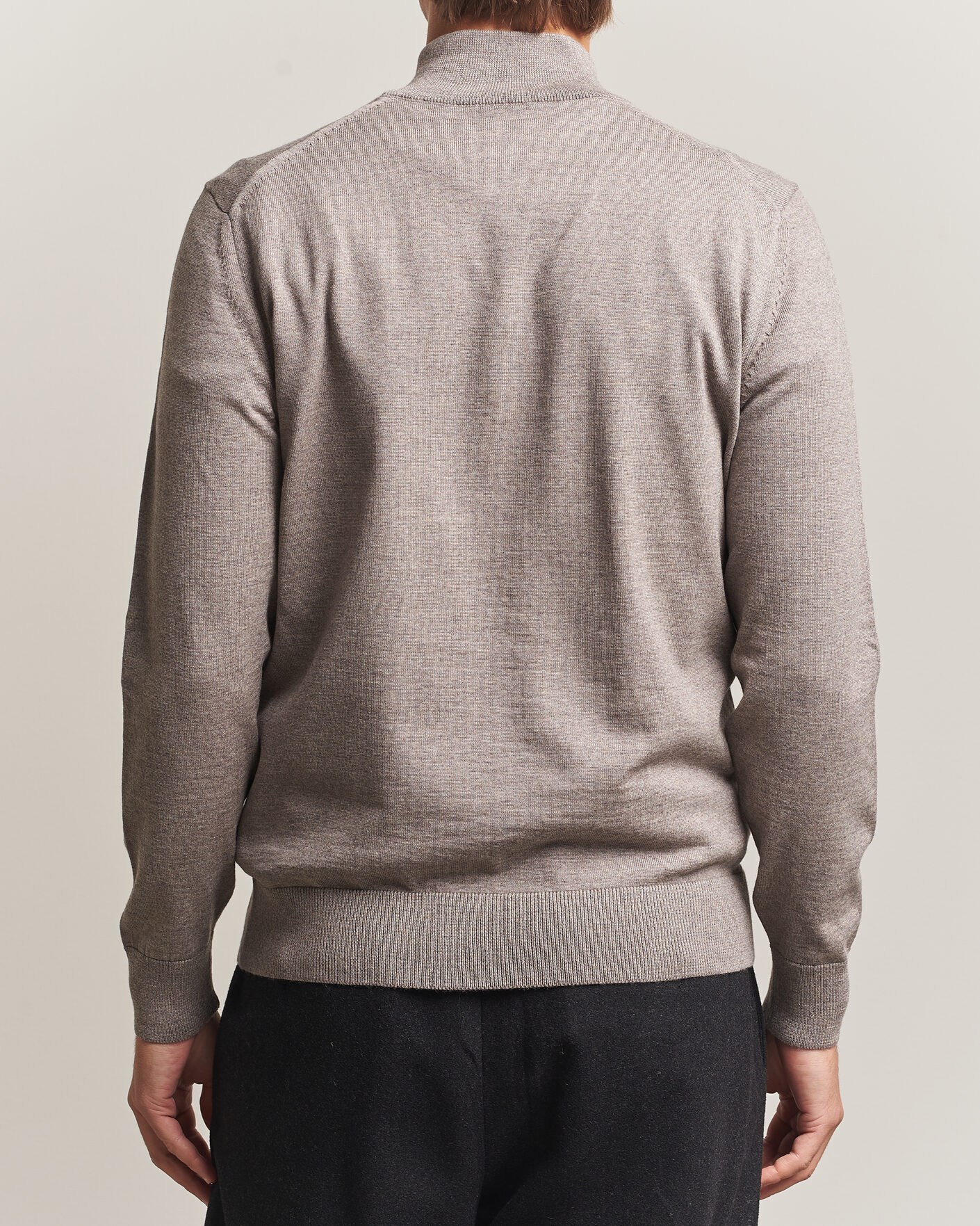 Herre | Gensere | BOSS BLACK | Ebenji Merino Knitted Half Zip Open Brown