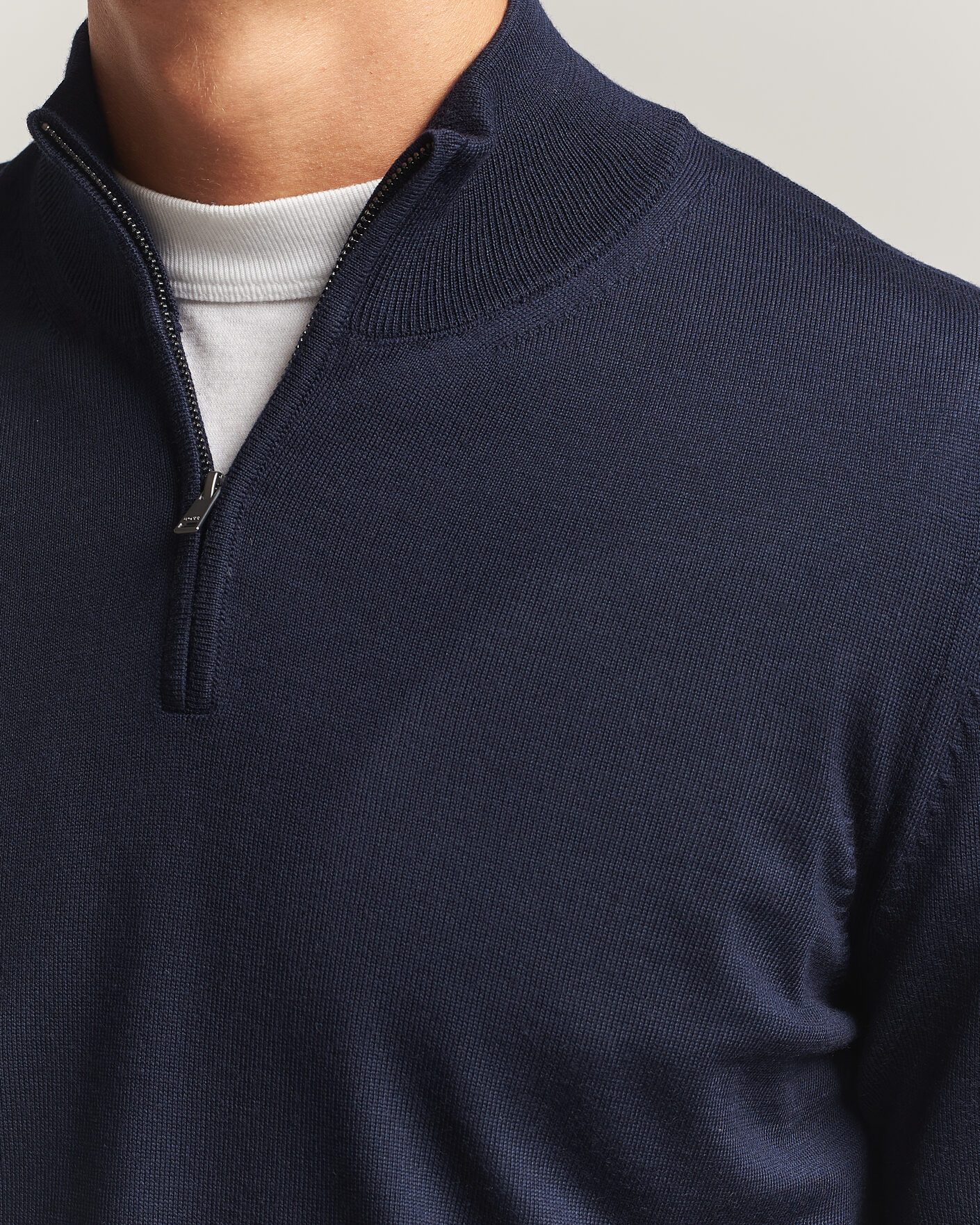 Herre | Gensere | BOSS BLACK | Ebenji Merino Knitted Half Zip Dark Blue