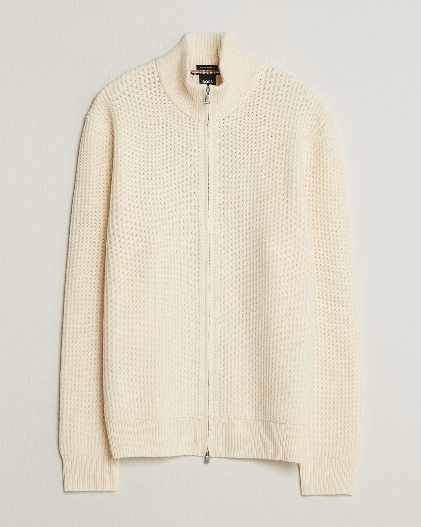 Herre | Gensere | BOSS BLACK | Fiocco Wool/Cashmere Full Zip Open White