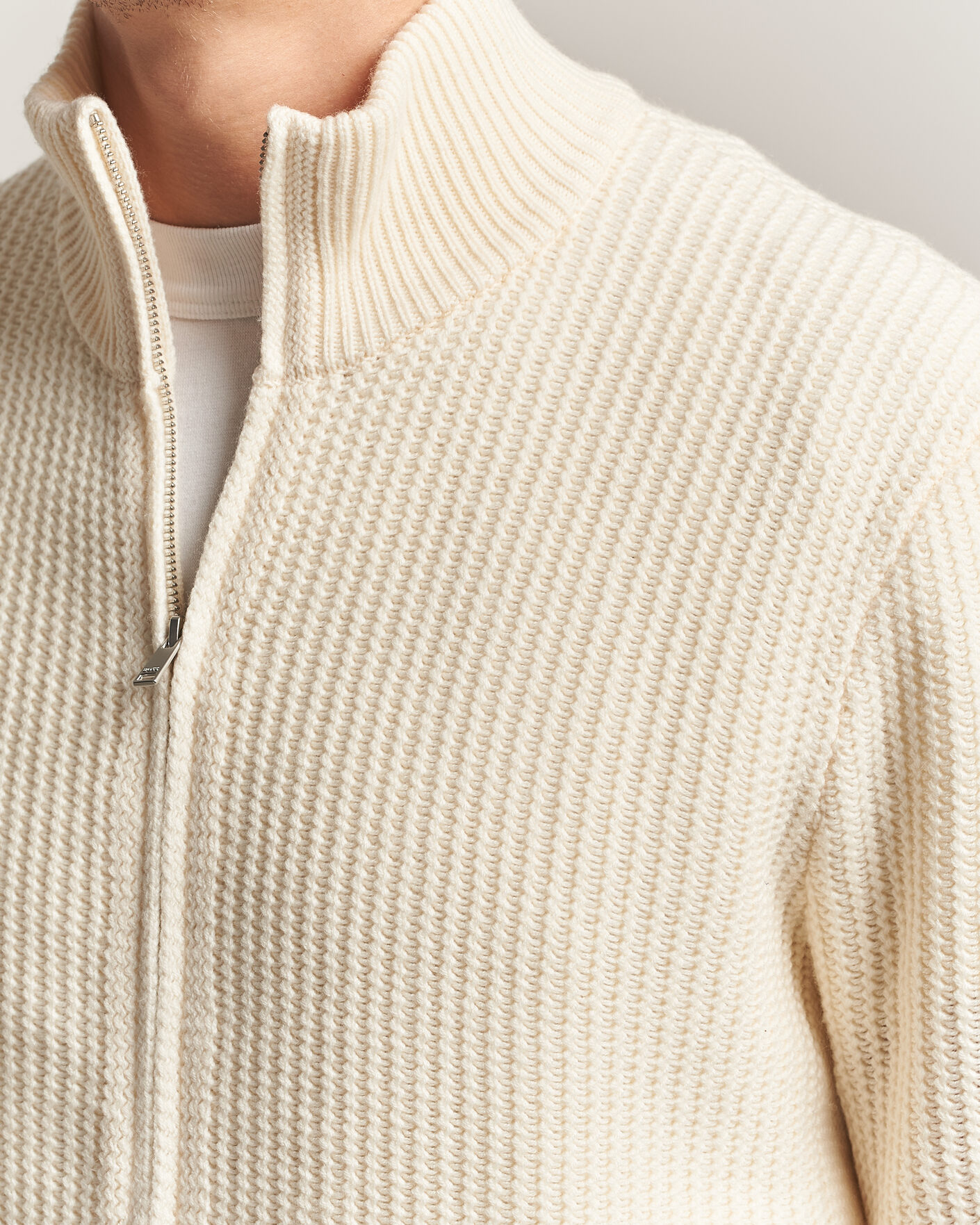 Herre | Gensere | BOSS BLACK | Fiocco Wool/Cashmere Full Zip Open White