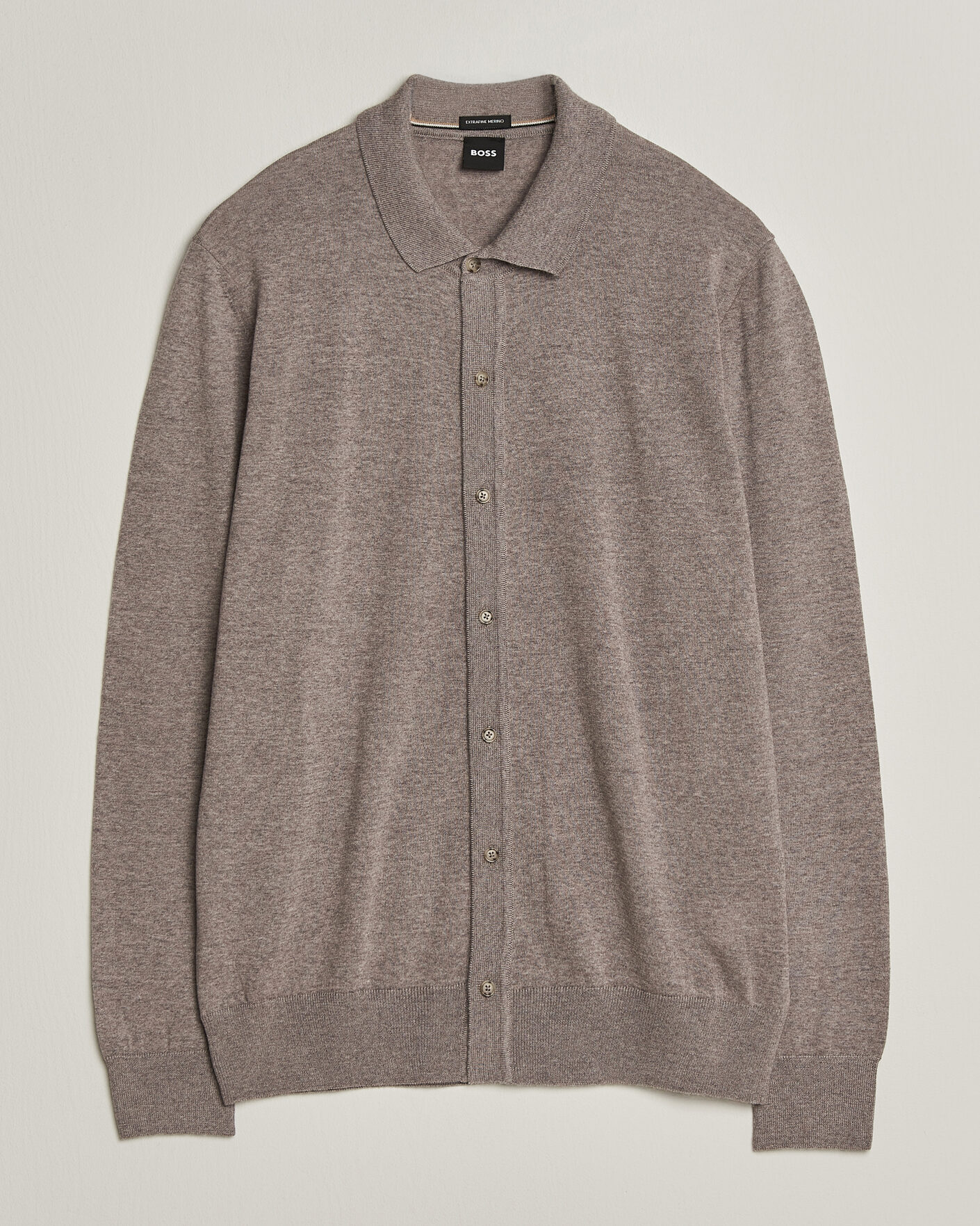 Herre | Gensere | BOSS BLACK | Helbert Merino Knitted Cardigan Open Brown