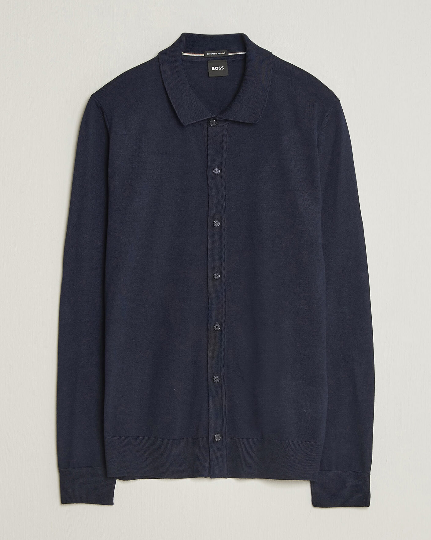 Herre | Gensere | BOSS BLACK | Helbert Merino Knitted Cardigan Dark Blue