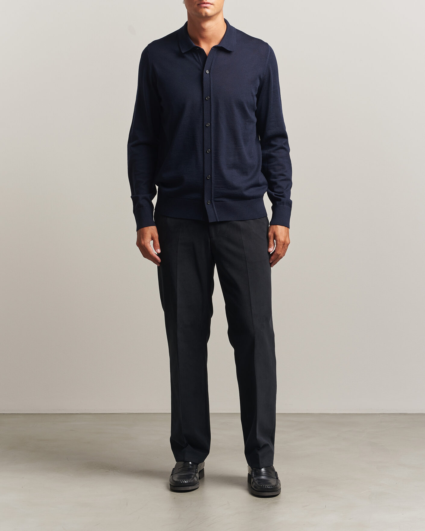 Herre | Gensere | BOSS BLACK | Helbert Merino Knitted Cardigan Dark Blue
