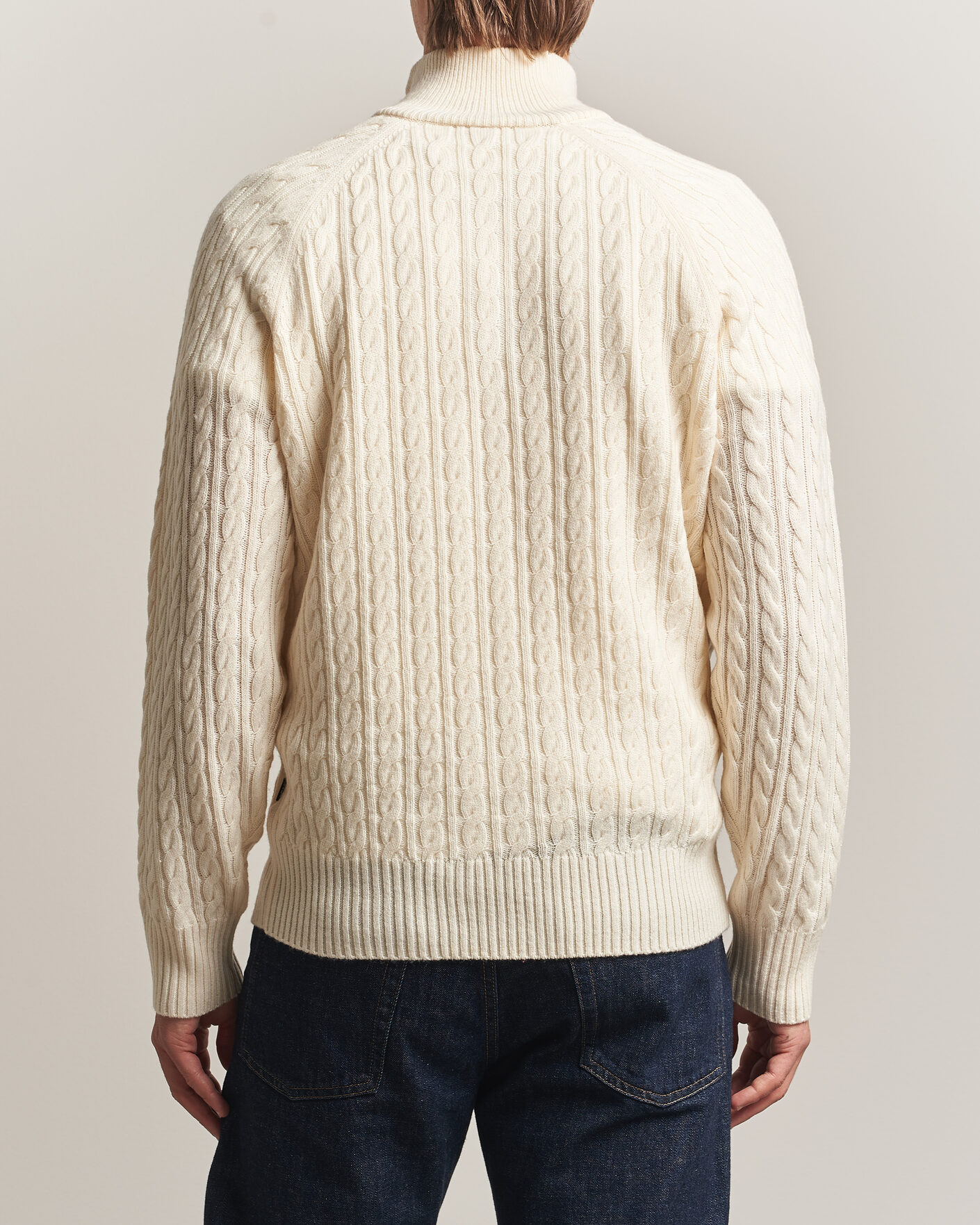 Herre | Gensere | BOSS BLACK | Furore Wool/Cashmere Cable Half Zip Open White