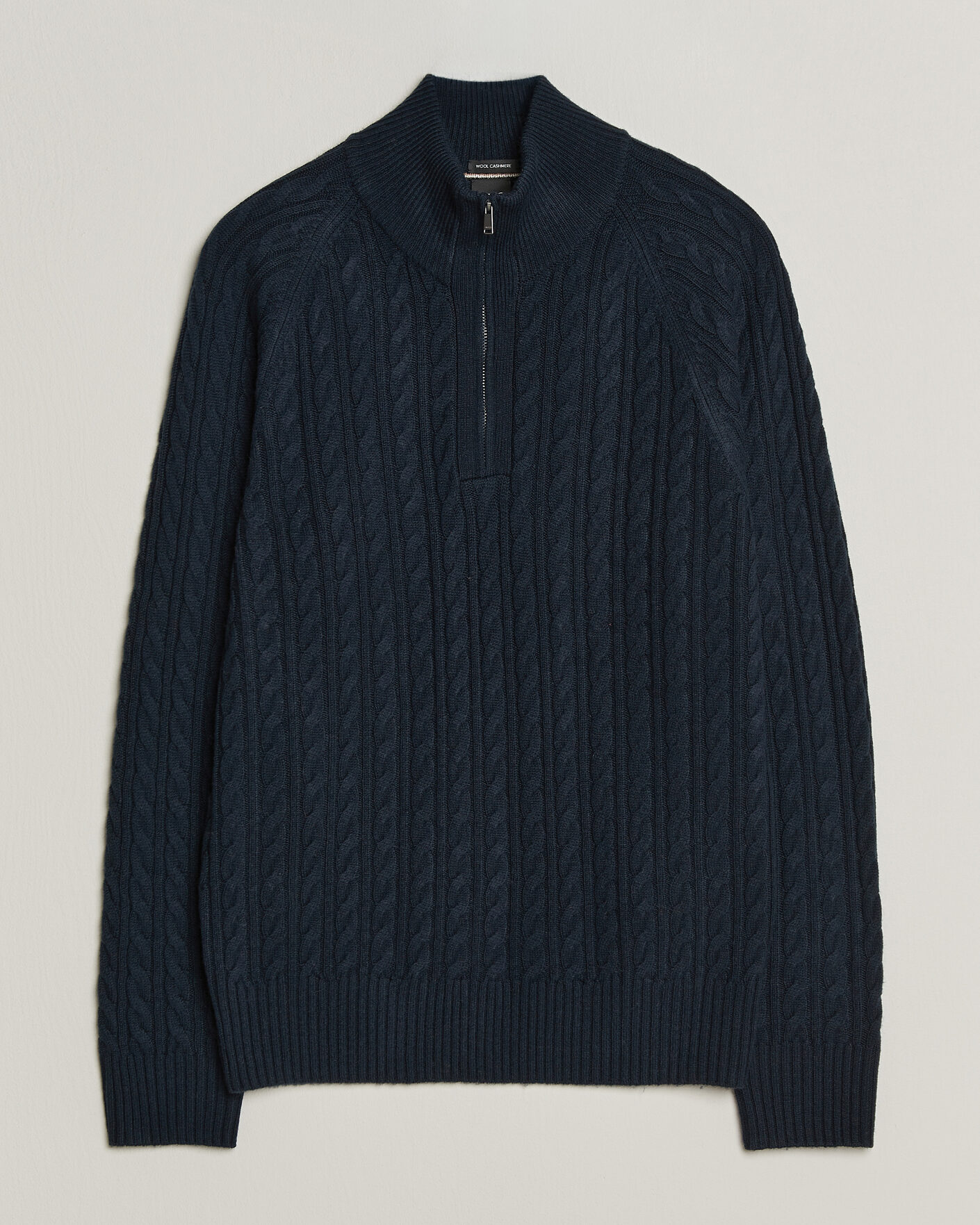 Herre | Gensere | BOSS BLACK | Furore Wool/Cashmere Cable Half Zip Dark Blue
