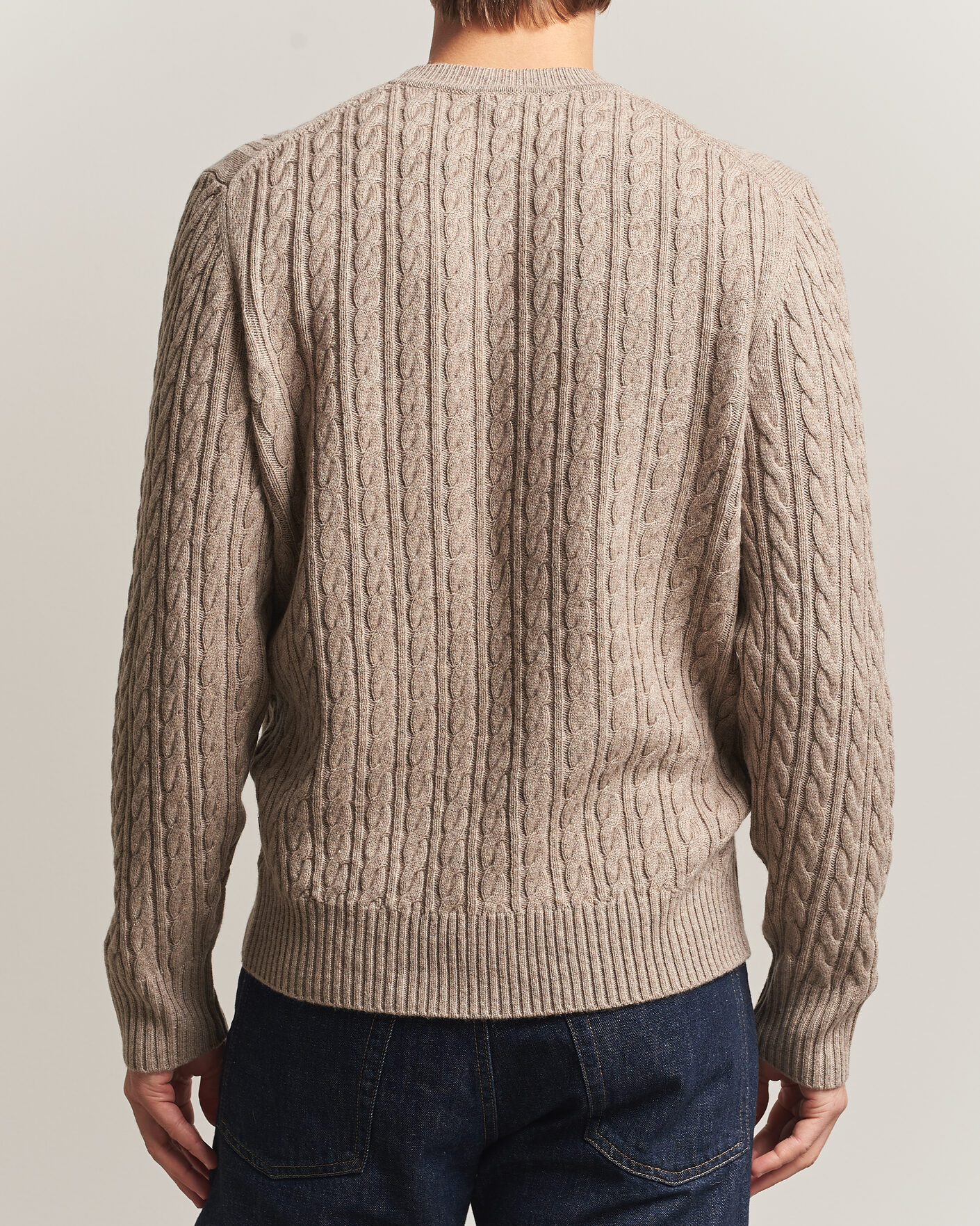 Herre | Gensere | BOSS BLACK | Furlan Wool/Cashmere Cable Crew Neck Open Brown