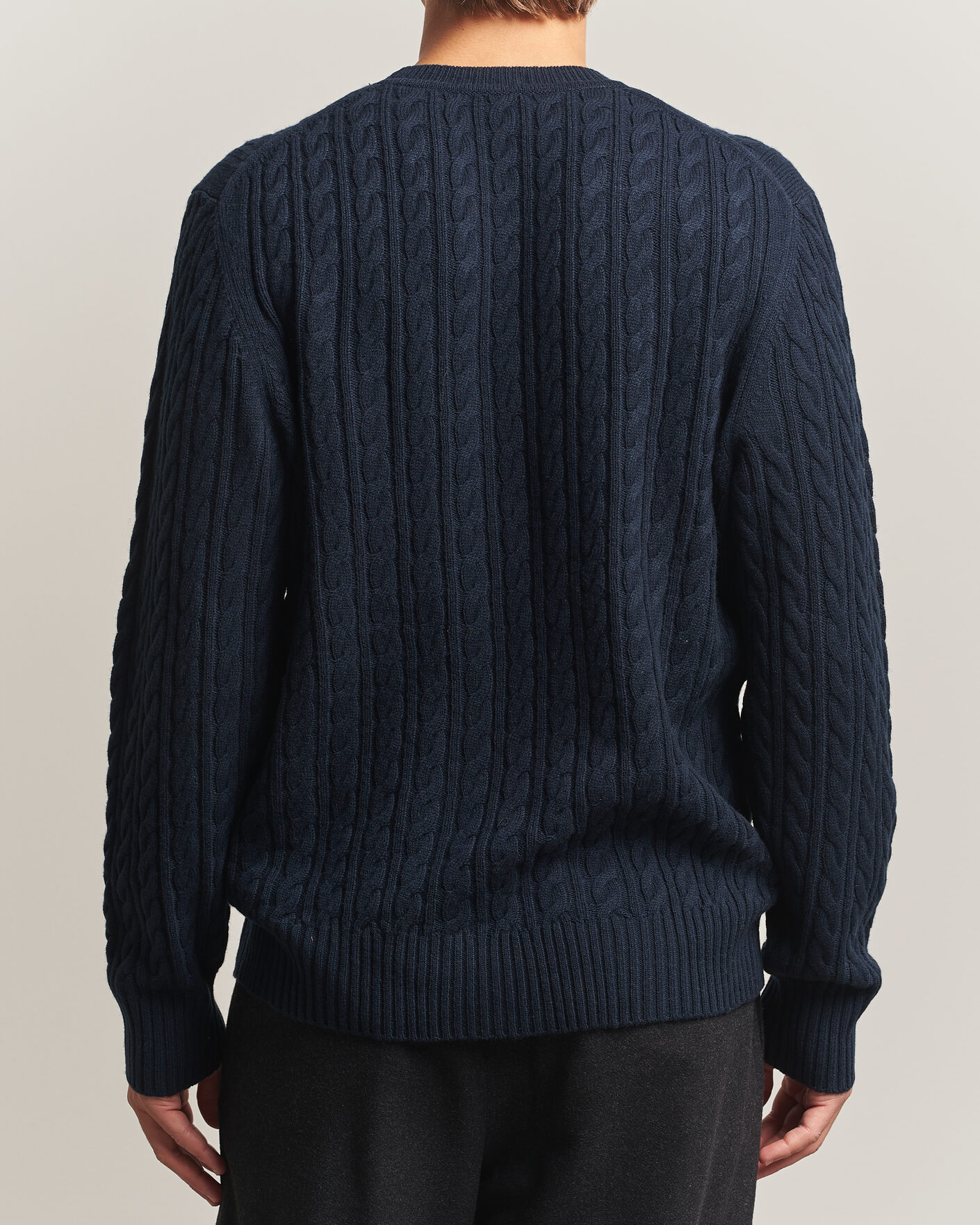 Herre | Gensere | BOSS BLACK | Furlan Wool/Cashmere Cable Crew Neck Dark Blue