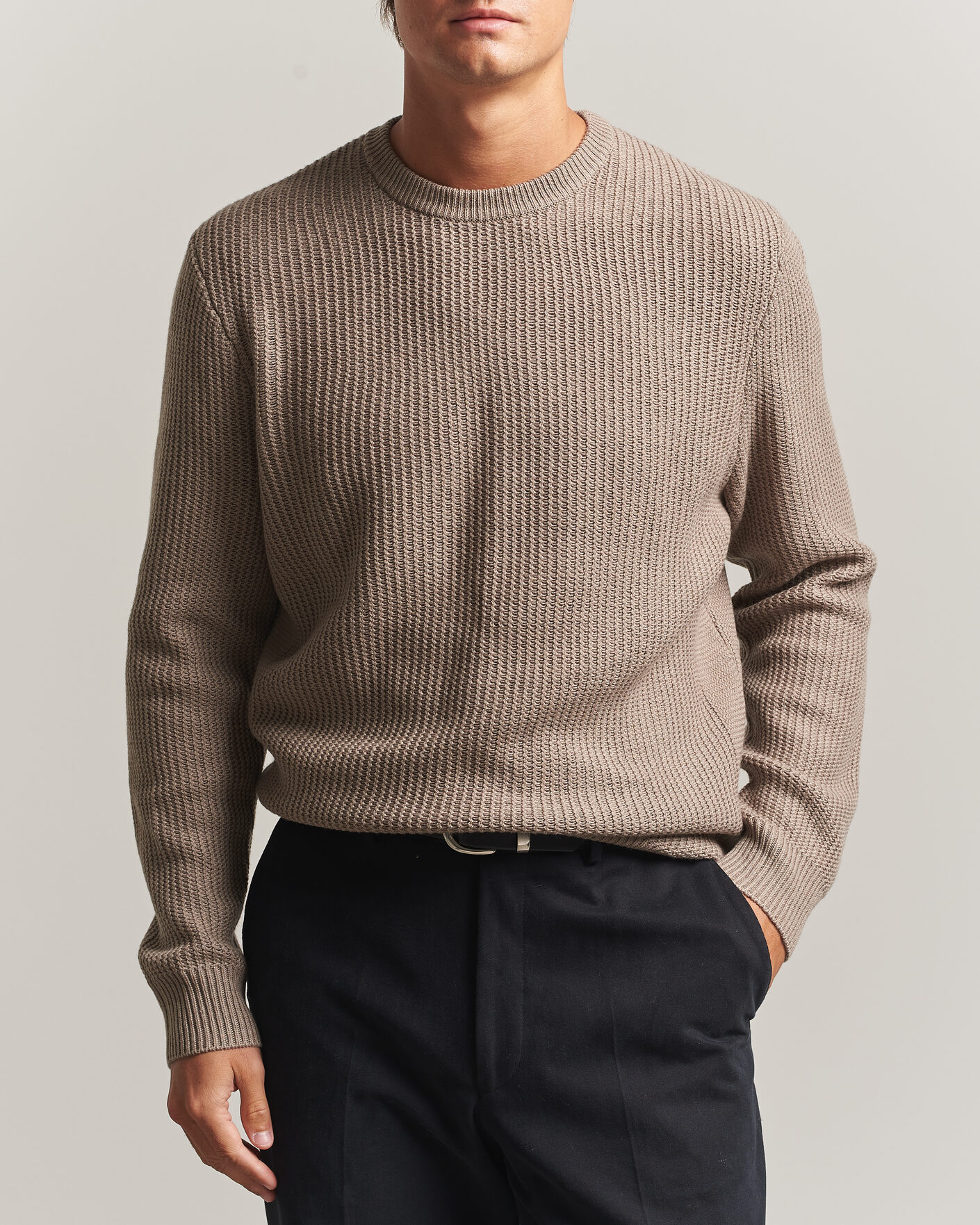 Herre | Gensere | BOSS BLACK | Fiocchetto Wool/Cashmere Crew Neck Open Brown