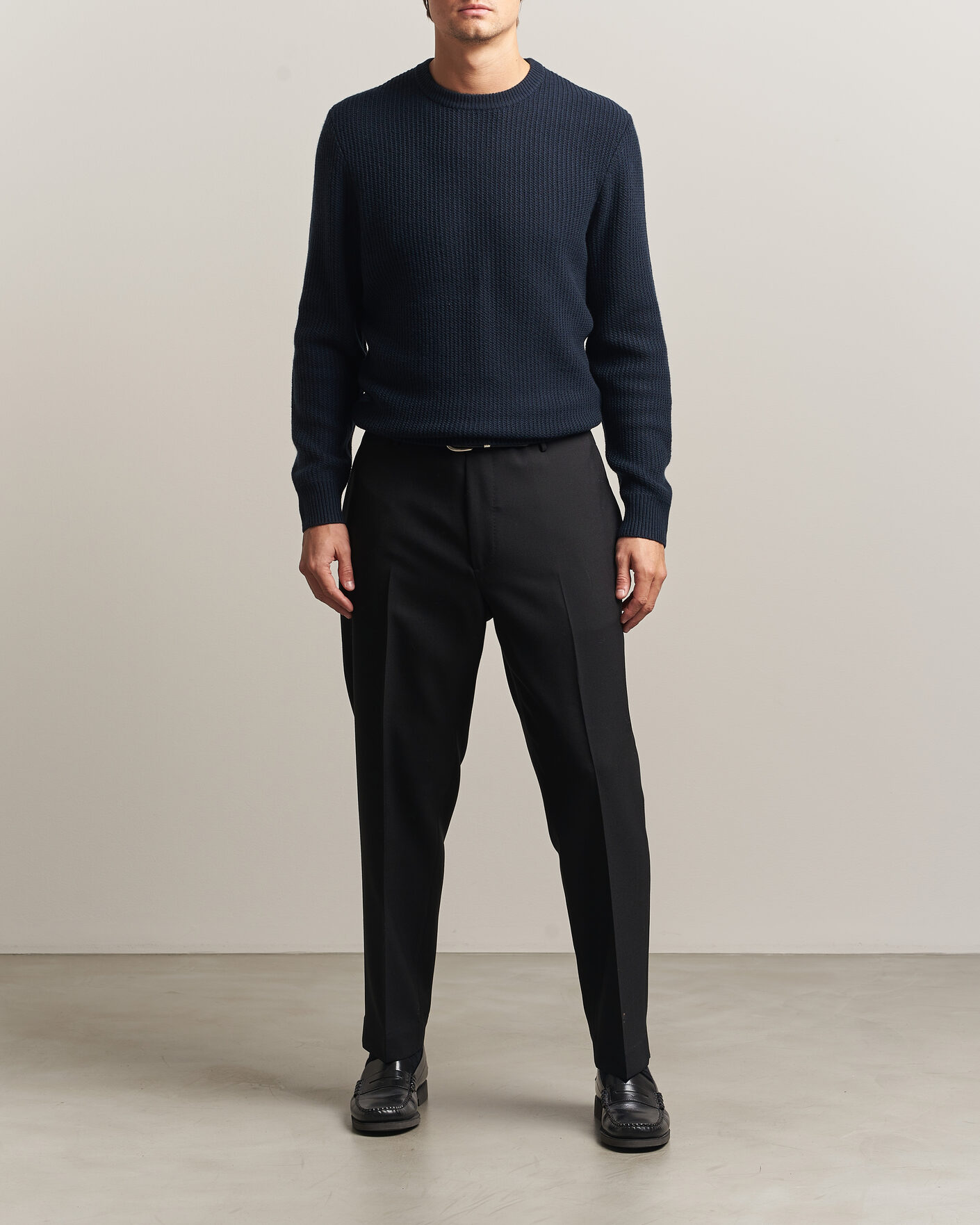 Herre | Gensere | BOSS BLACK | Fiocchetto Wool/Cashmere Crew Neck Dark Blue