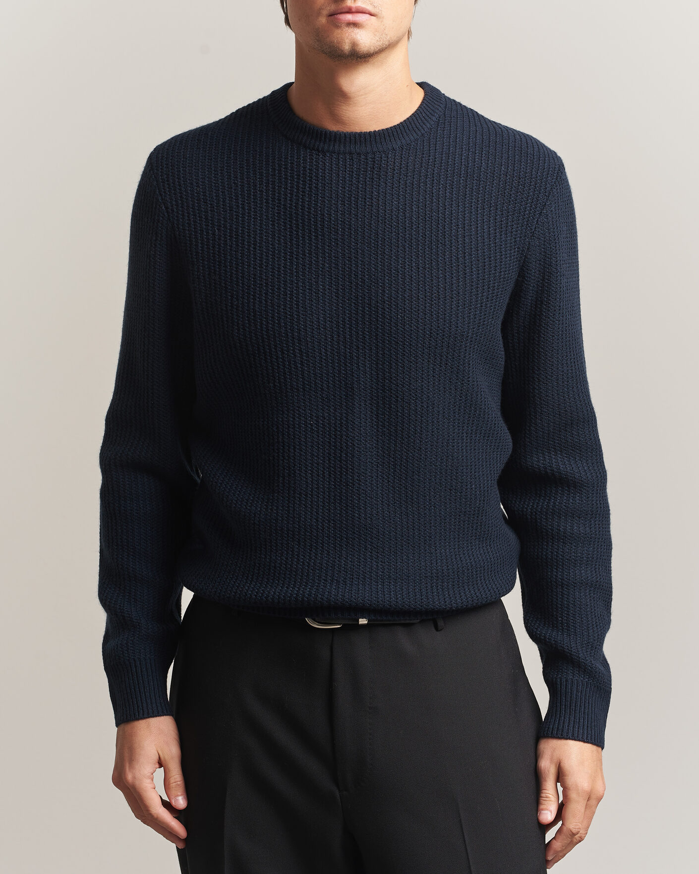 Herre | Gensere | BOSS BLACK | Fiocchetto Wool/Cashmere Crew Neck Dark Blue