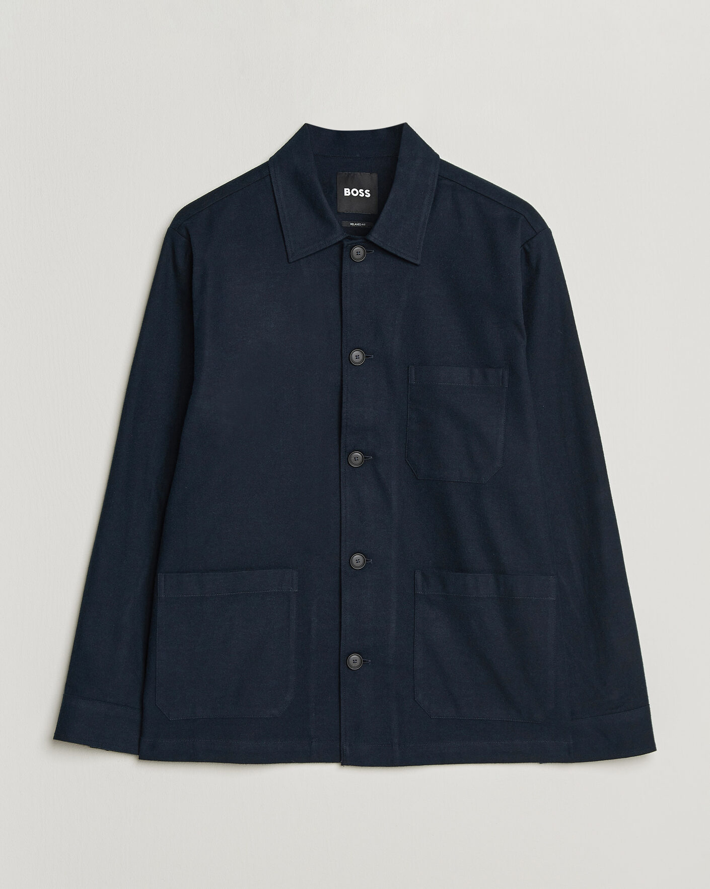 Herre | Skjorter | BOSS BLACK | Cai Cotton Overshirt Dark Blue