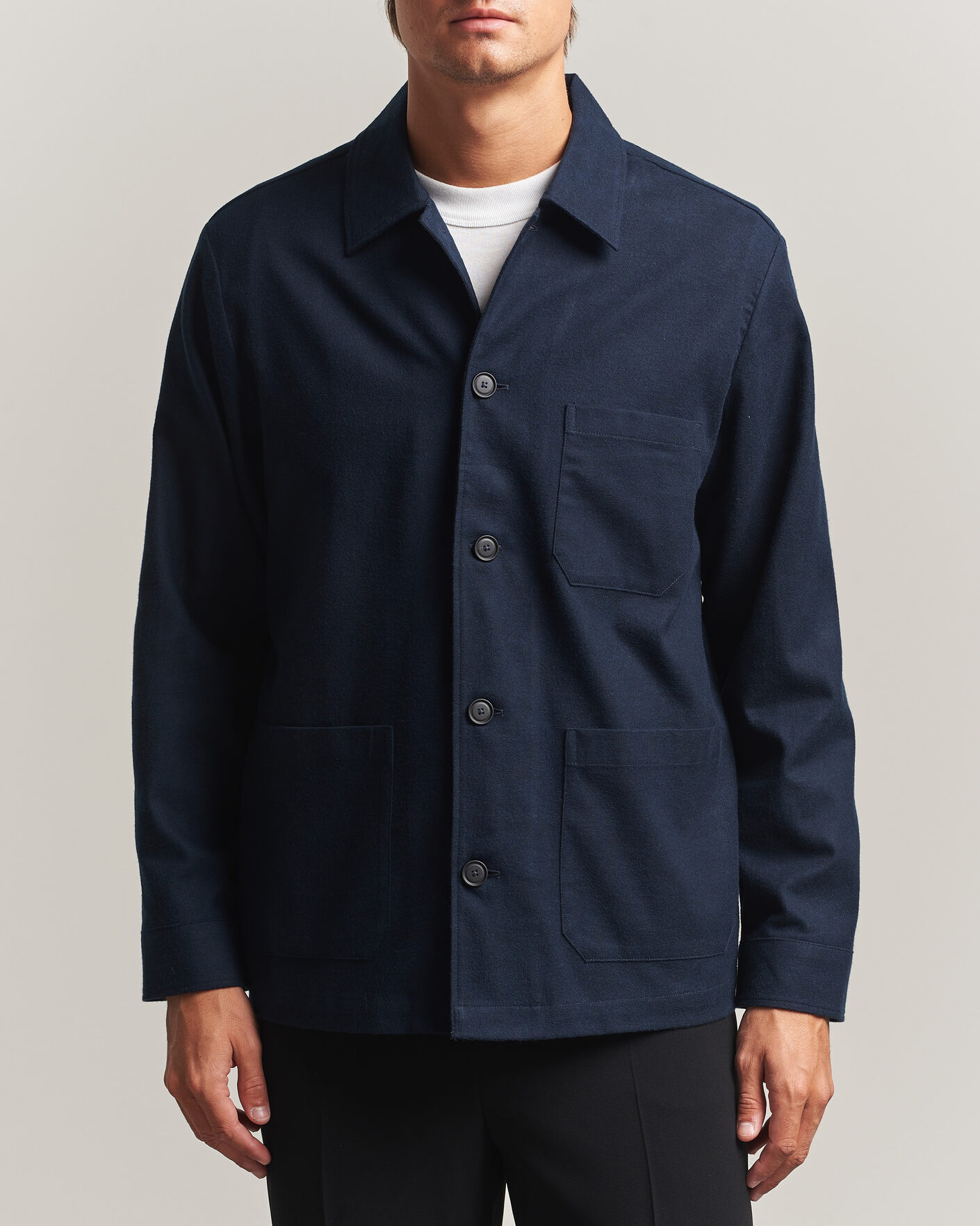 Herre | Skjorter | BOSS BLACK | Cai Cotton Overshirt Dark Blue