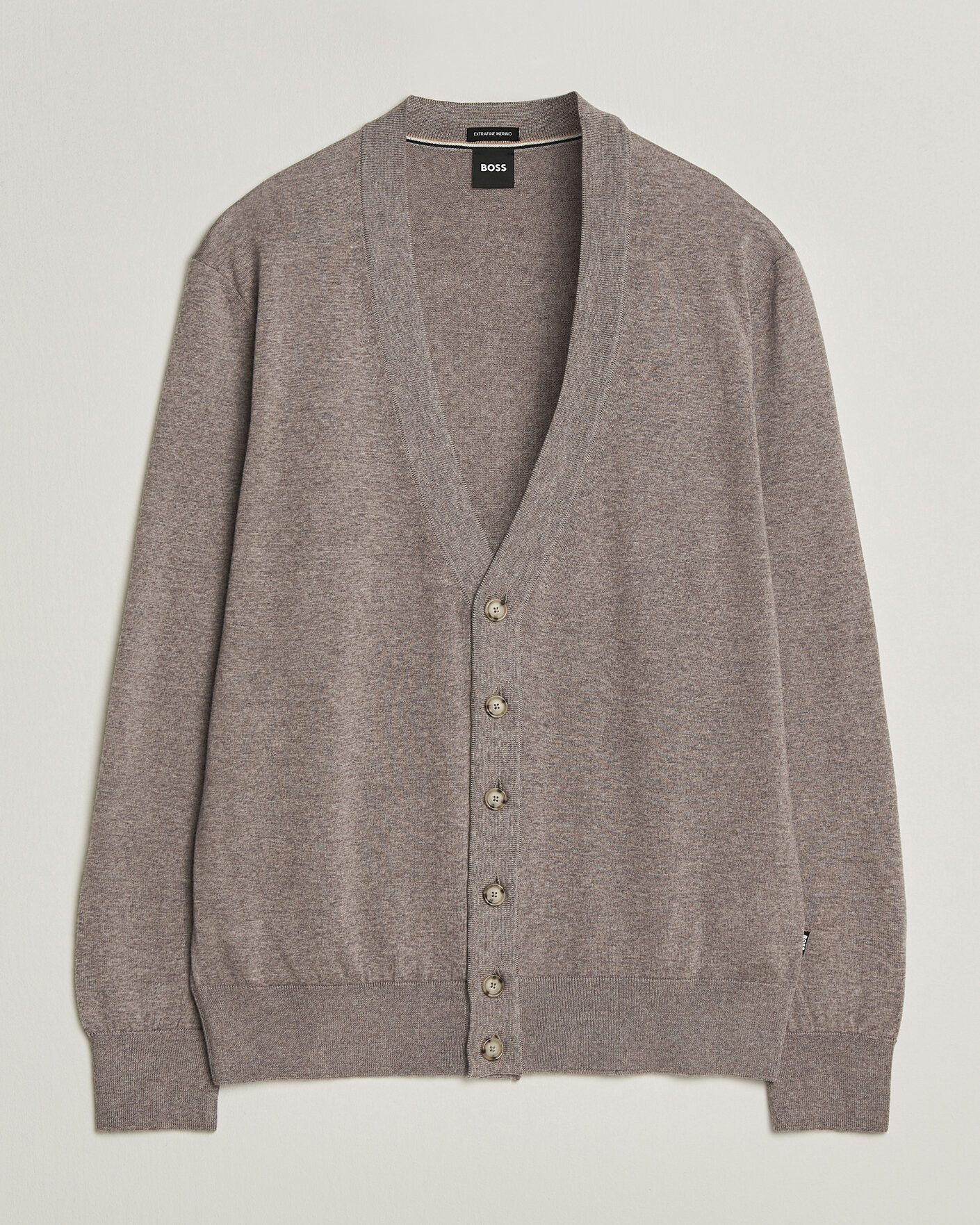 Herre | Gensere | BOSS BLACK | Mardon Wool Cardigan Open Brown