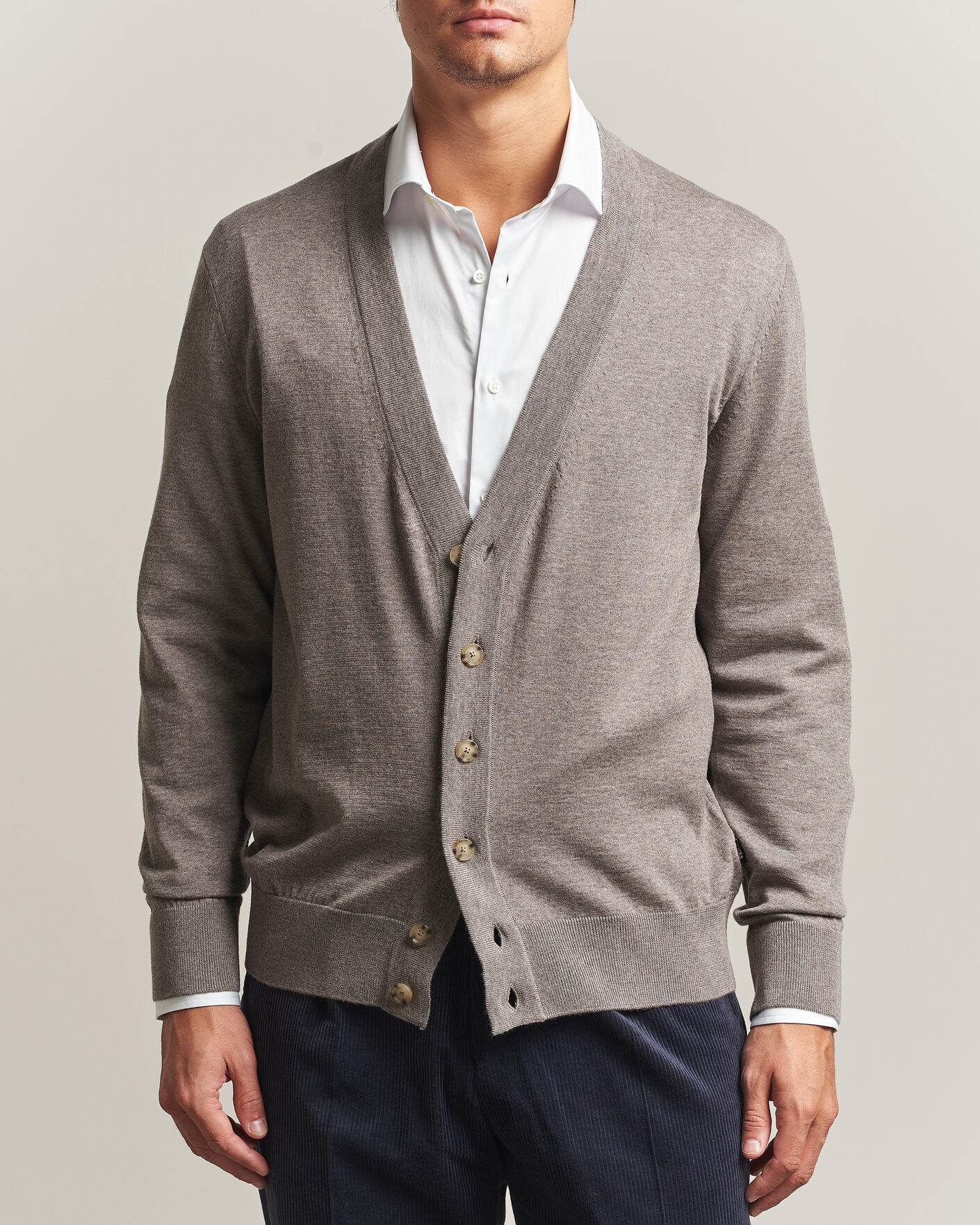 Herre | Gensere | BOSS BLACK | Mardon Wool Cardigan Open Brown
