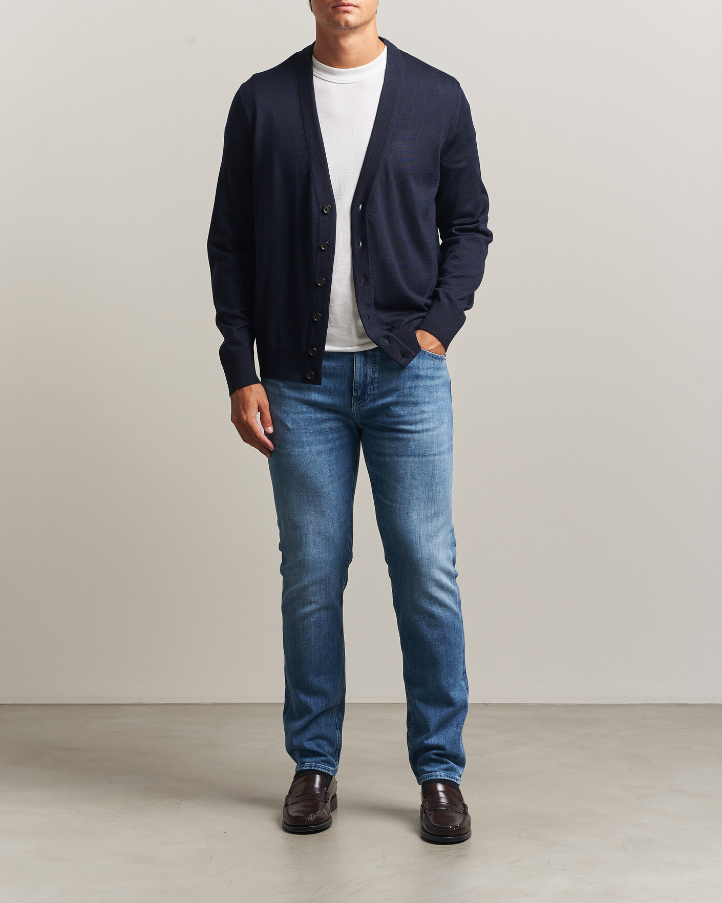 Herre | Gensere | BOSS BLACK | Mardon Wool Cardigan Dark Blue