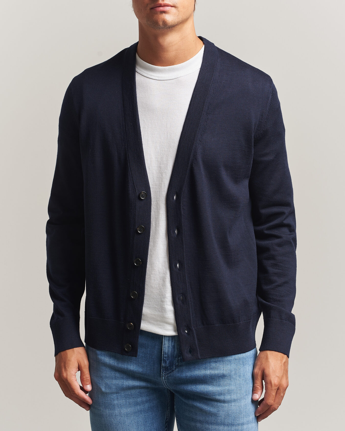 Herre | Gensere | BOSS BLACK | Mardon Wool Cardigan Dark Blue