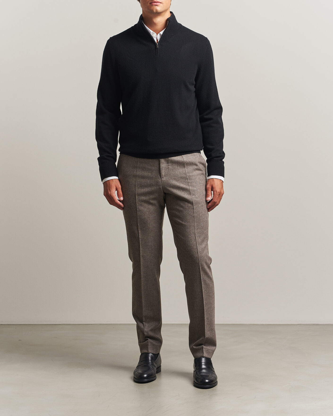 Herre | Gensere | BOSS BLACK | Hemarlo Wool/Cashmere Half Zip Black