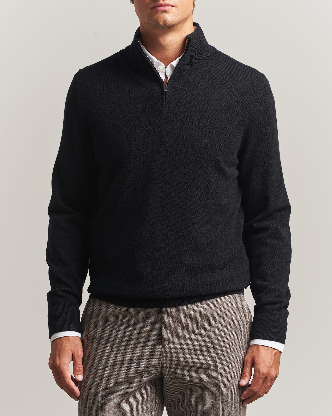 Herre | Gensere | BOSS BLACK | Hemarlo Wool/Cashmere Half Zip Black