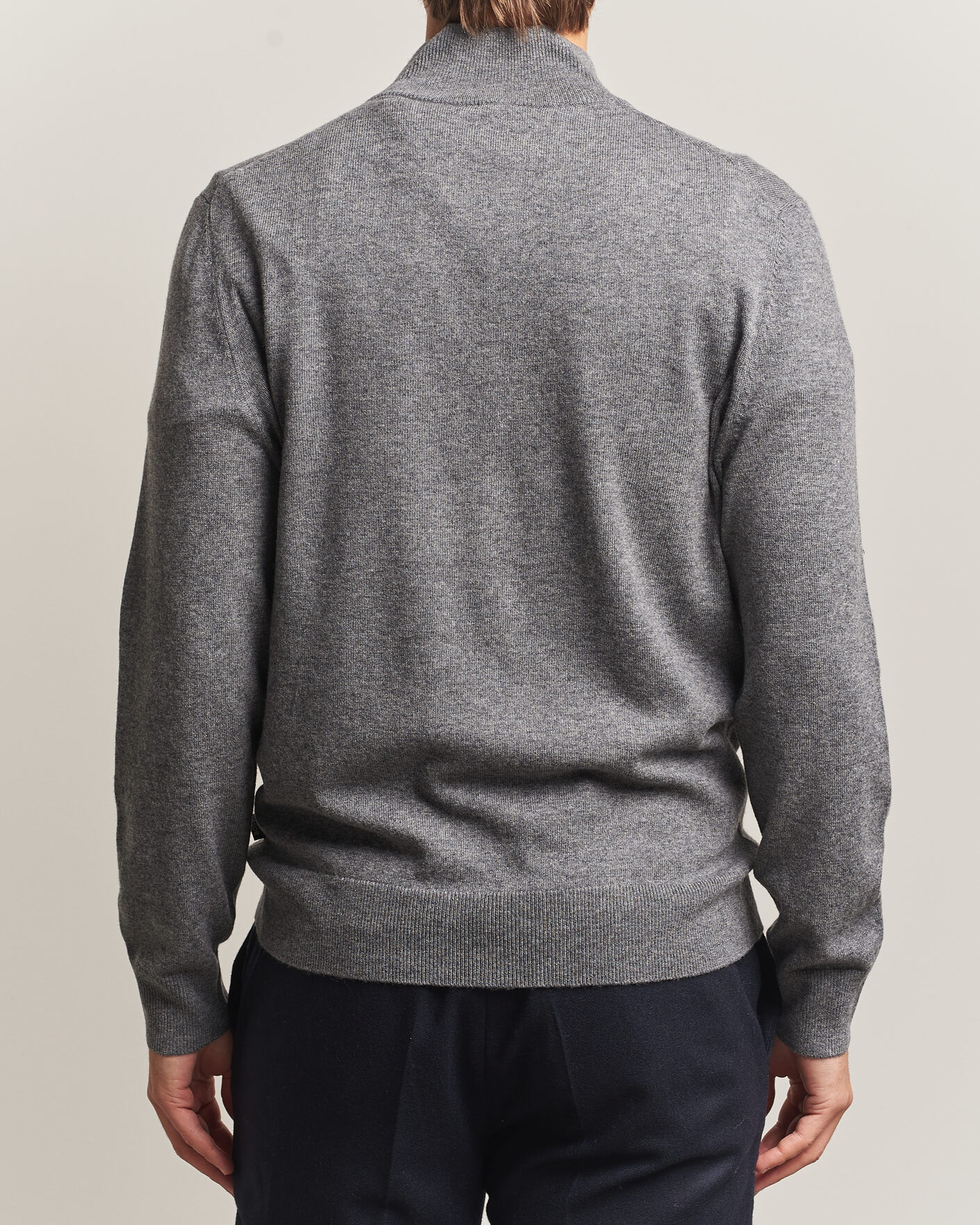 Herre | Gensere | BOSS BLACK | Hemarlo Wool/Cashmere Half Zip Medium Grey