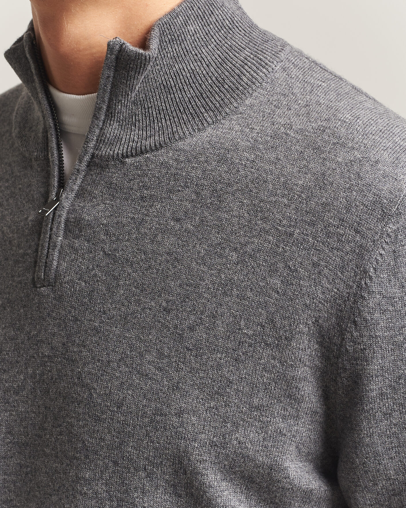 Herre | Gensere | BOSS BLACK | Hemarlo Wool/Cashmere Half Zip Medium Grey