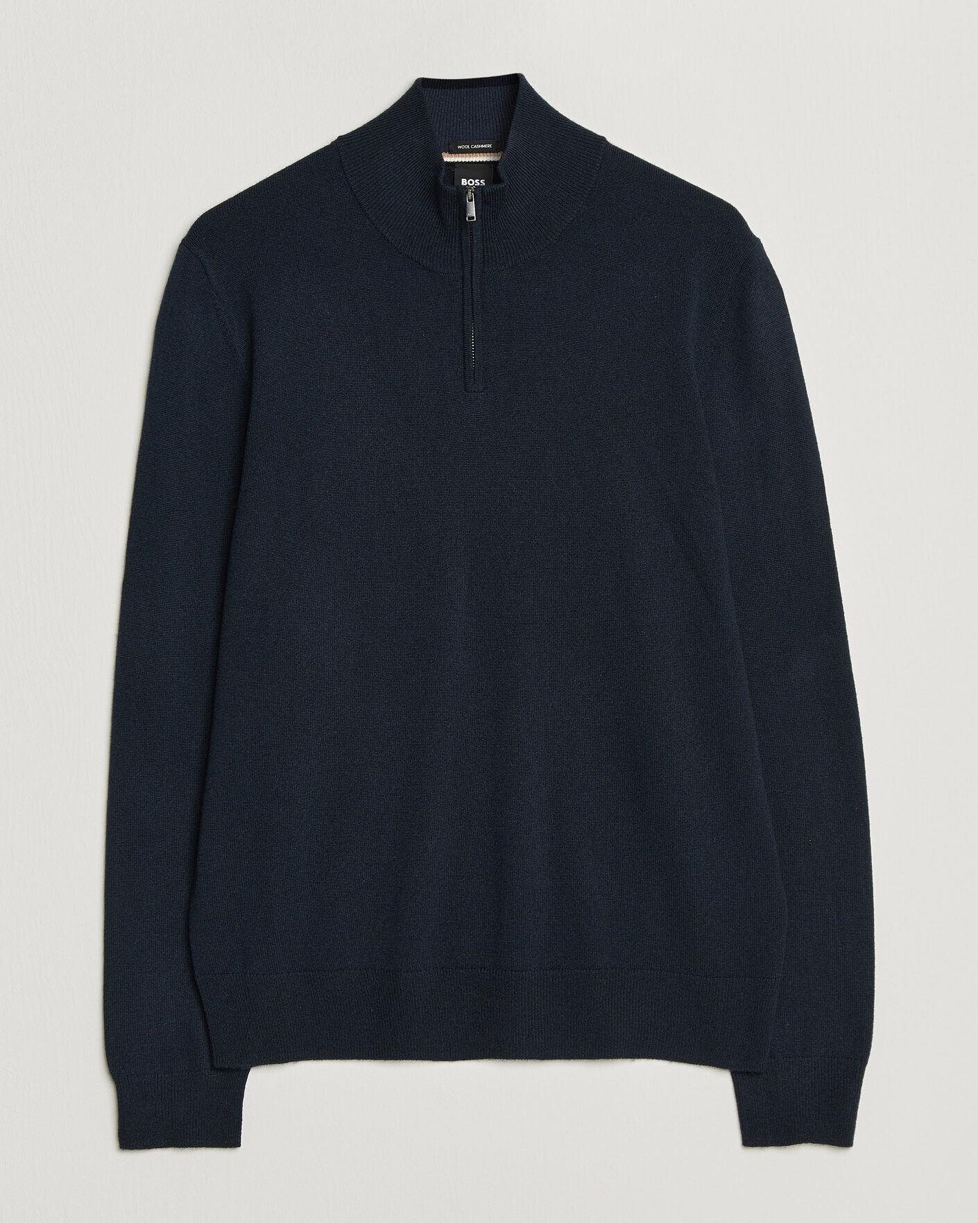 Herre | Gensere | BOSS BLACK | Hemarlo Wool/Cashmere Half Zip Dark Blue