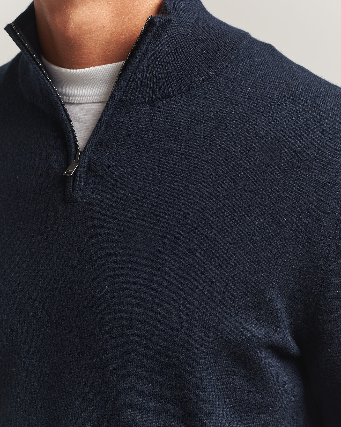 Herre | Gensere | BOSS BLACK | Hemarlo Wool/Cashmere Half Zip Dark Blue