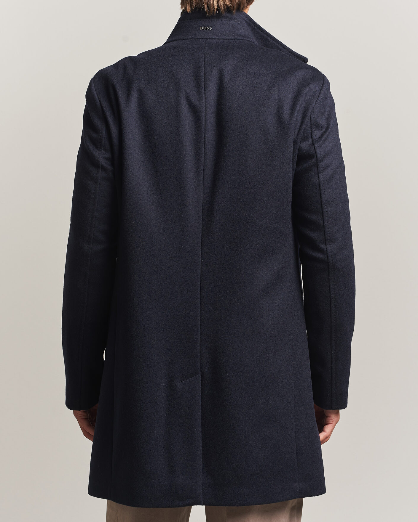 Herre | Jakker | BOSS BLACK | Hyde Wool Stand Up Collar Coat Dark Blue