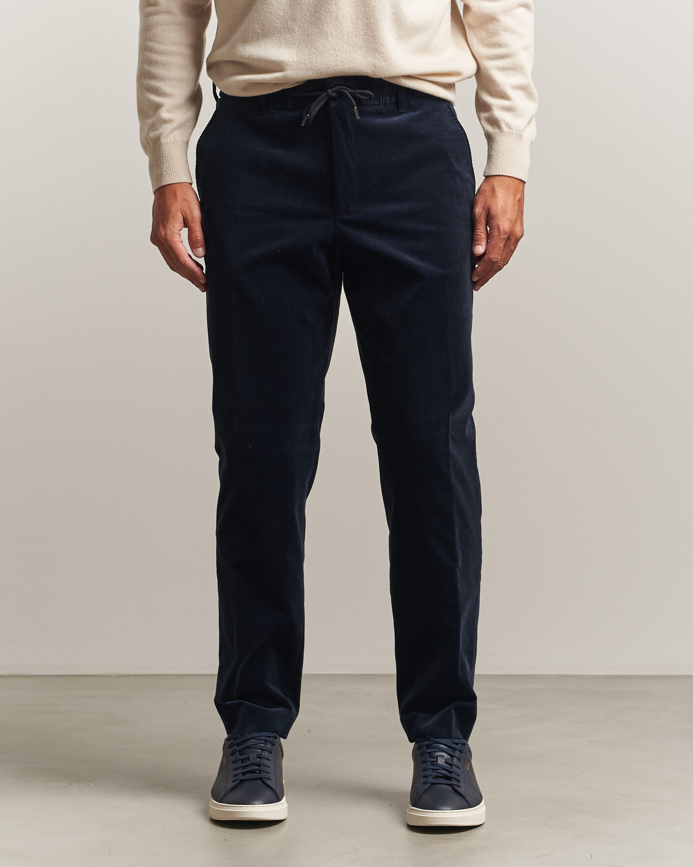 Herre | Bukser | BOSS BLACK | Perin Corduroy Drawstring Trousers Dark Blue
