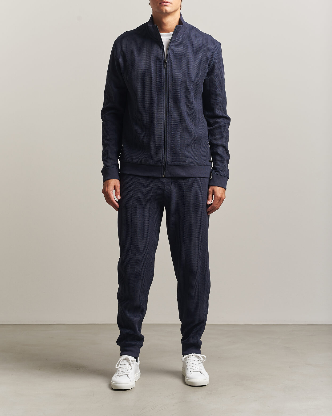 Herre | Gensere | BOSS BLACK | Structured Loungewear Full Zip Dark Blue