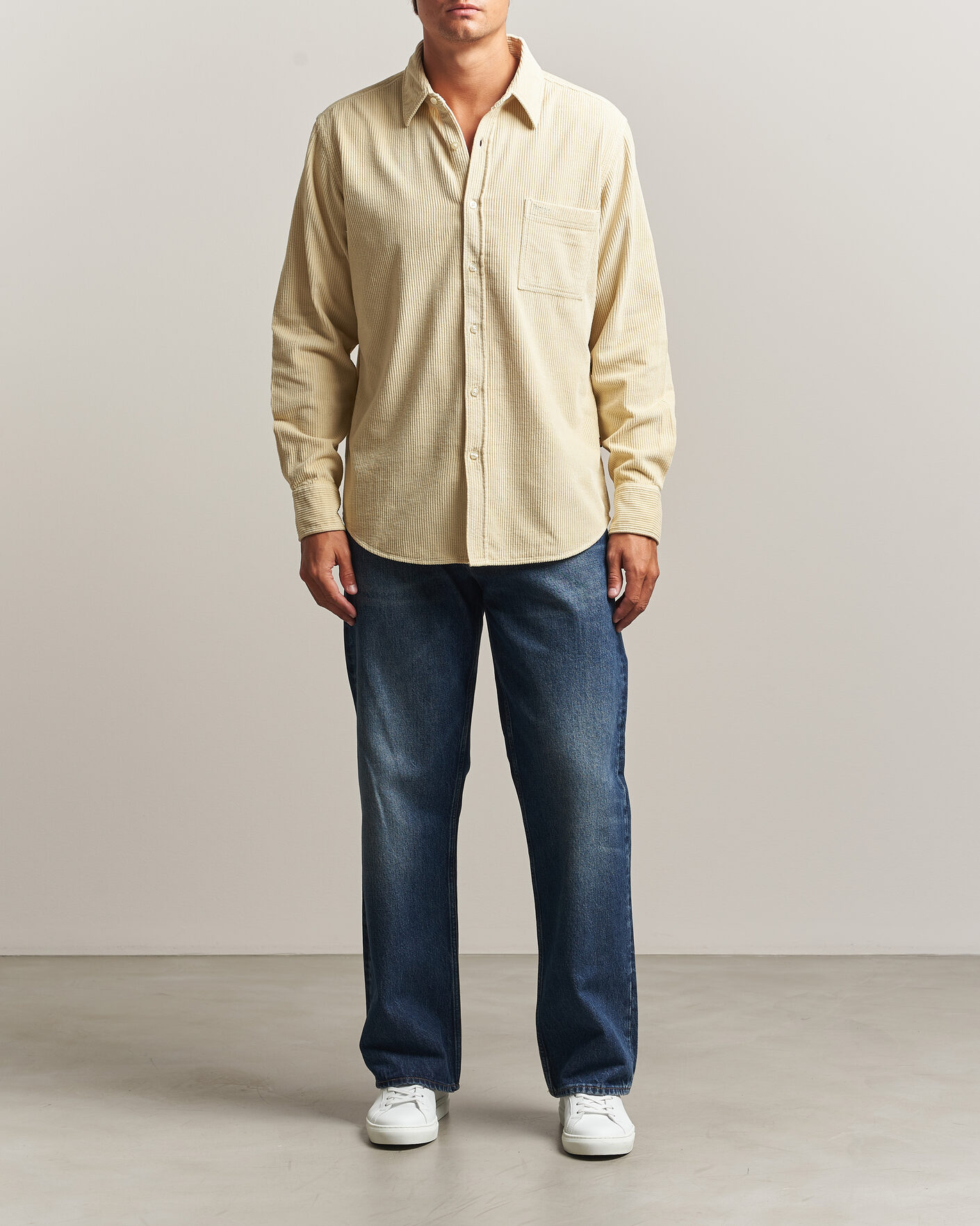 Herre | Skjorter | BOSS ORANGE | Relegant Corduroy Shirt Light Beige