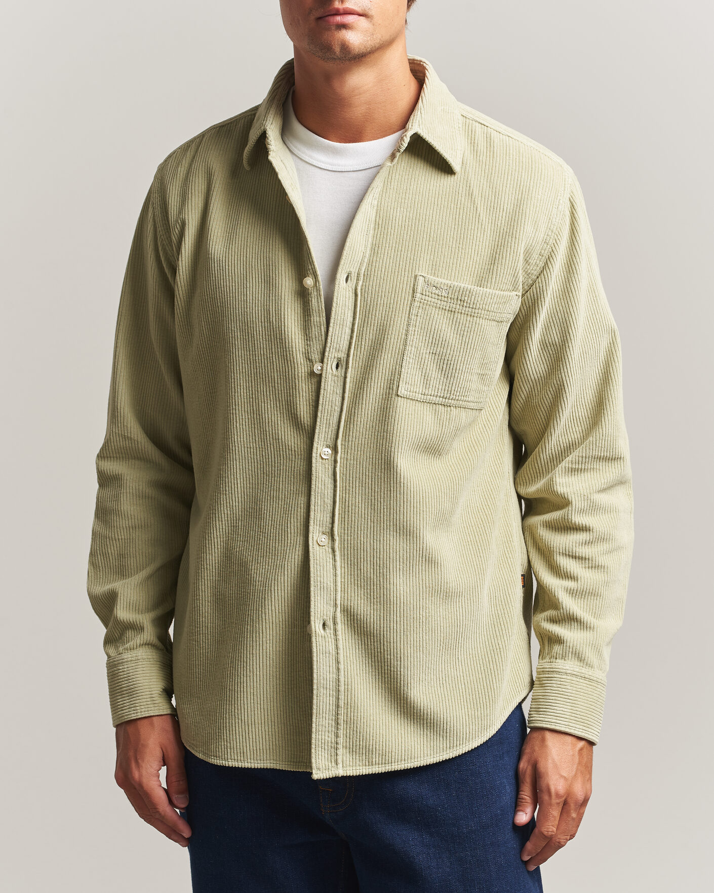 Herre | Skjorter | BOSS ORANGE | Relegant Corduroy Shirt Open Green