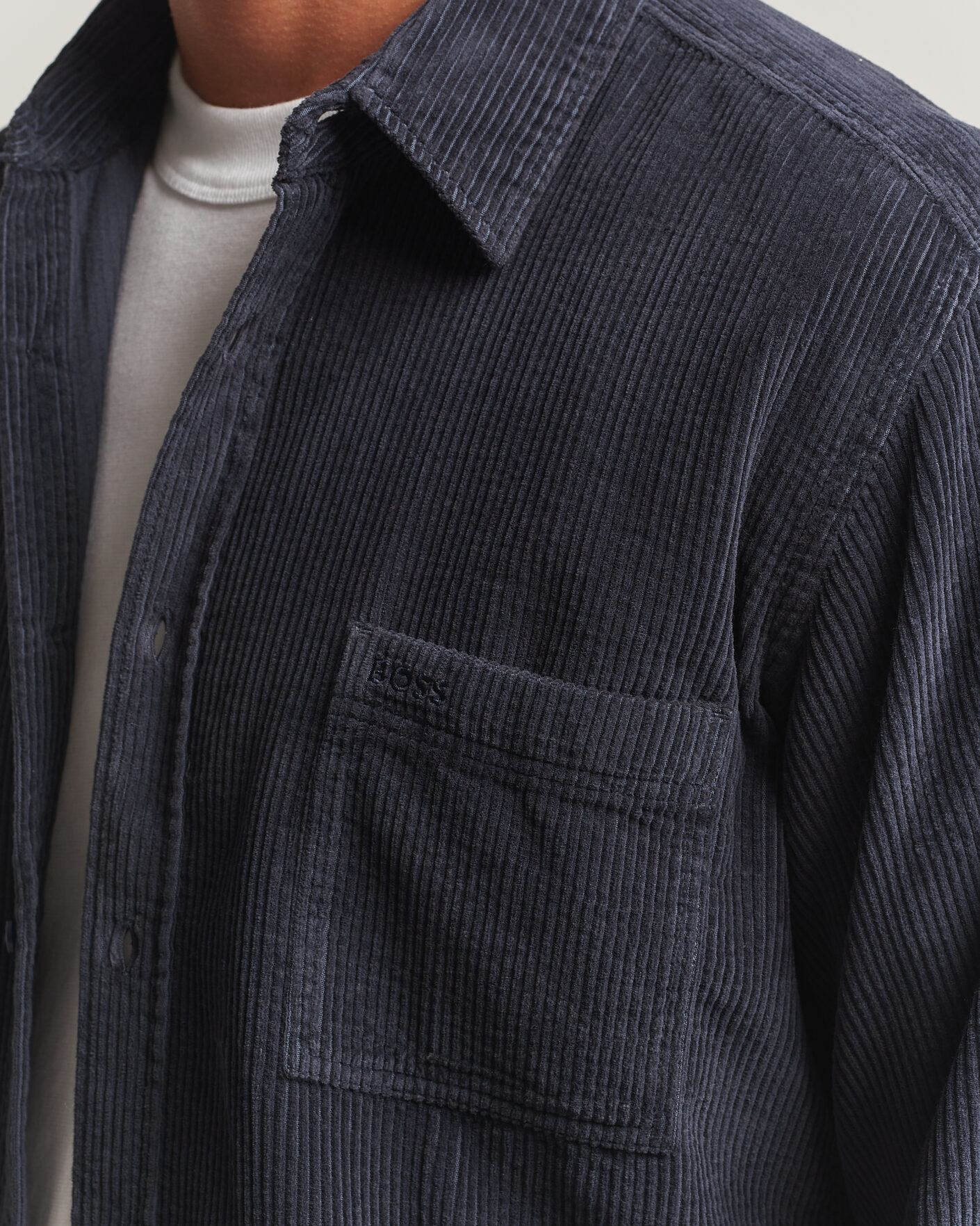 Herre | Skjorter | BOSS ORANGE | Relegant Corduroy Shirt Dark Blue