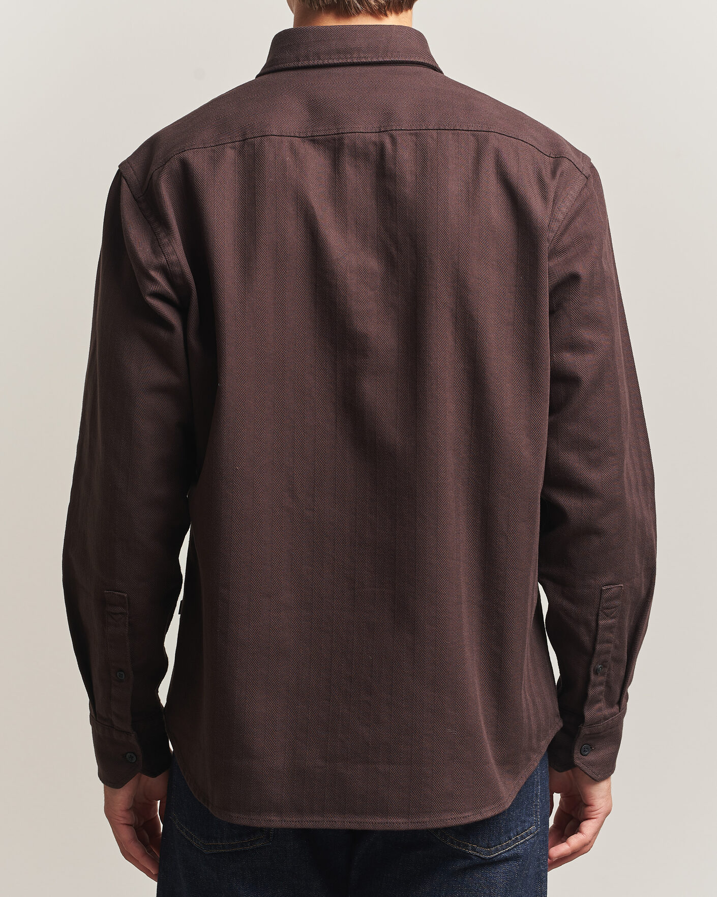 Herre | Skjorter | BOSS ORANGE | Ricopuls Brushed Herringbone Shirt Dark Brown