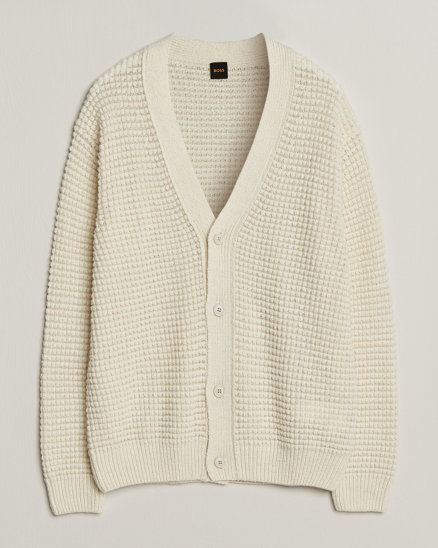 Herre | Gensere | BOSS ORANGE | Korsico Wool Knitted Cardigan Open White