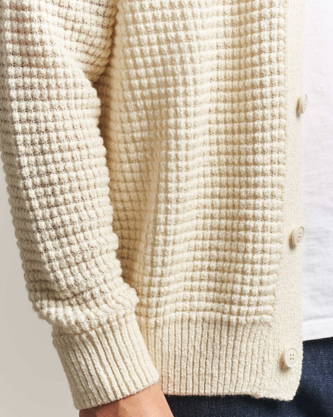 Herre | Gensere | BOSS ORANGE | Korsico Wool Knitted Cardigan Open White