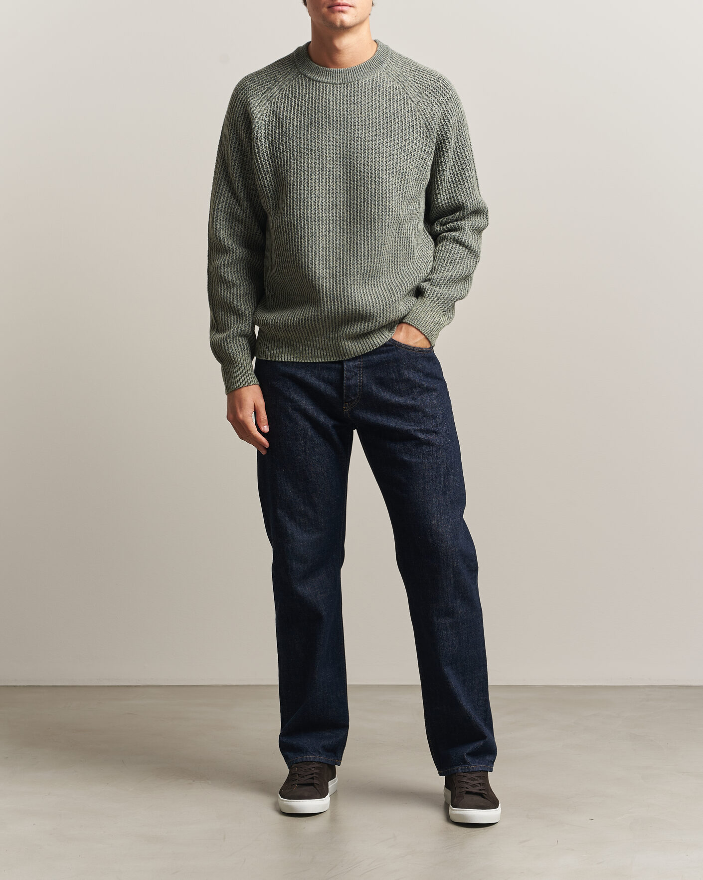 Herre | Gensere | BOSS ORANGE | Kepler Wool Knitted Sweater Open Green