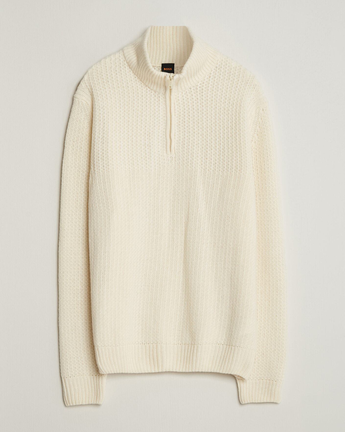 Herre | Gensere | BOSS ORANGE | Kenter Wool Knitted Half Zip Open White