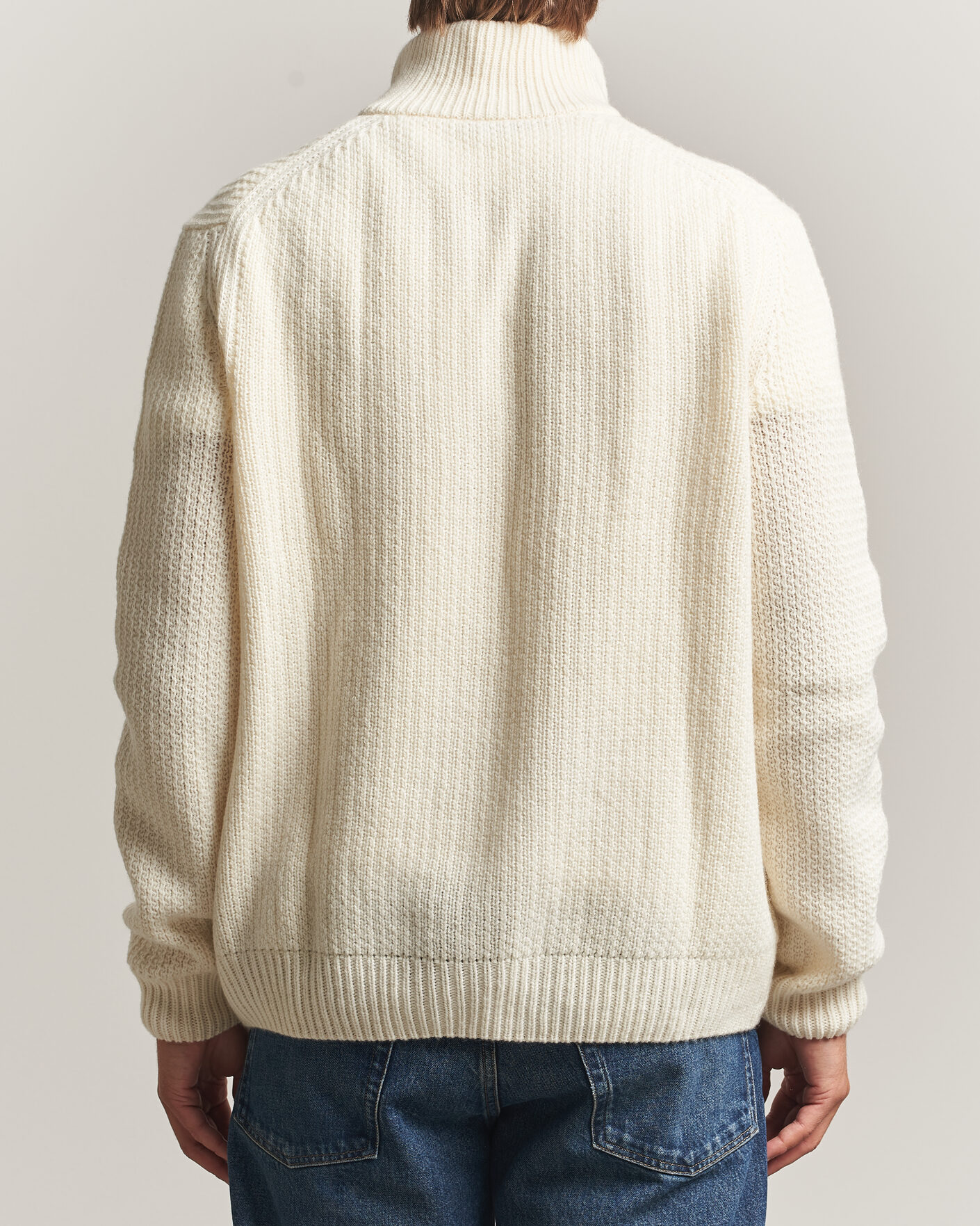 Herre | Gensere | BOSS ORANGE | Kenter Wool Knitted Half Zip Open White