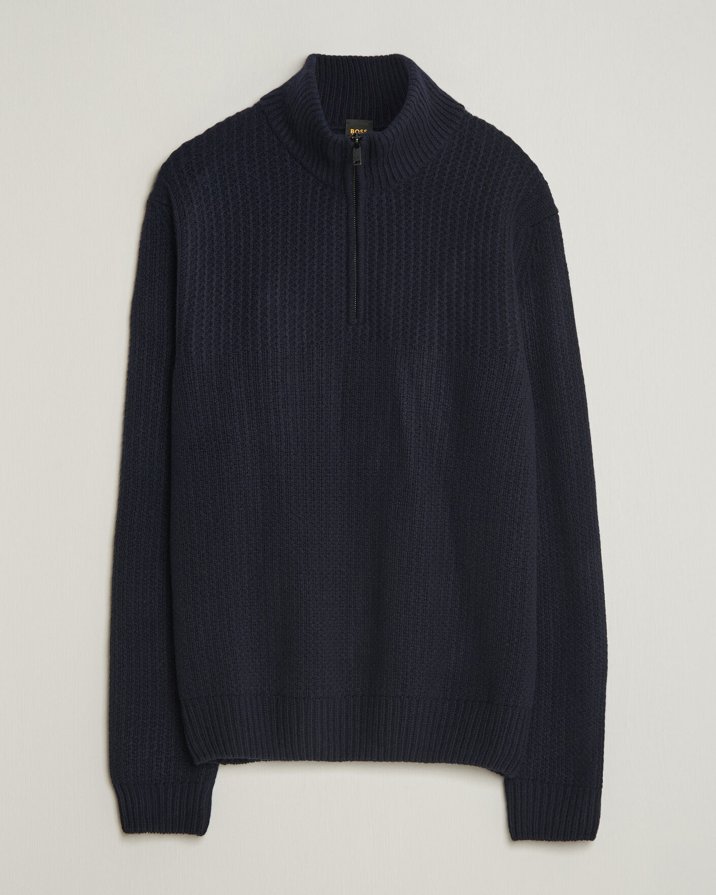 Herre | Gensere | BOSS ORANGE | Kenter Wool Knitted Half Zip Dark Blue