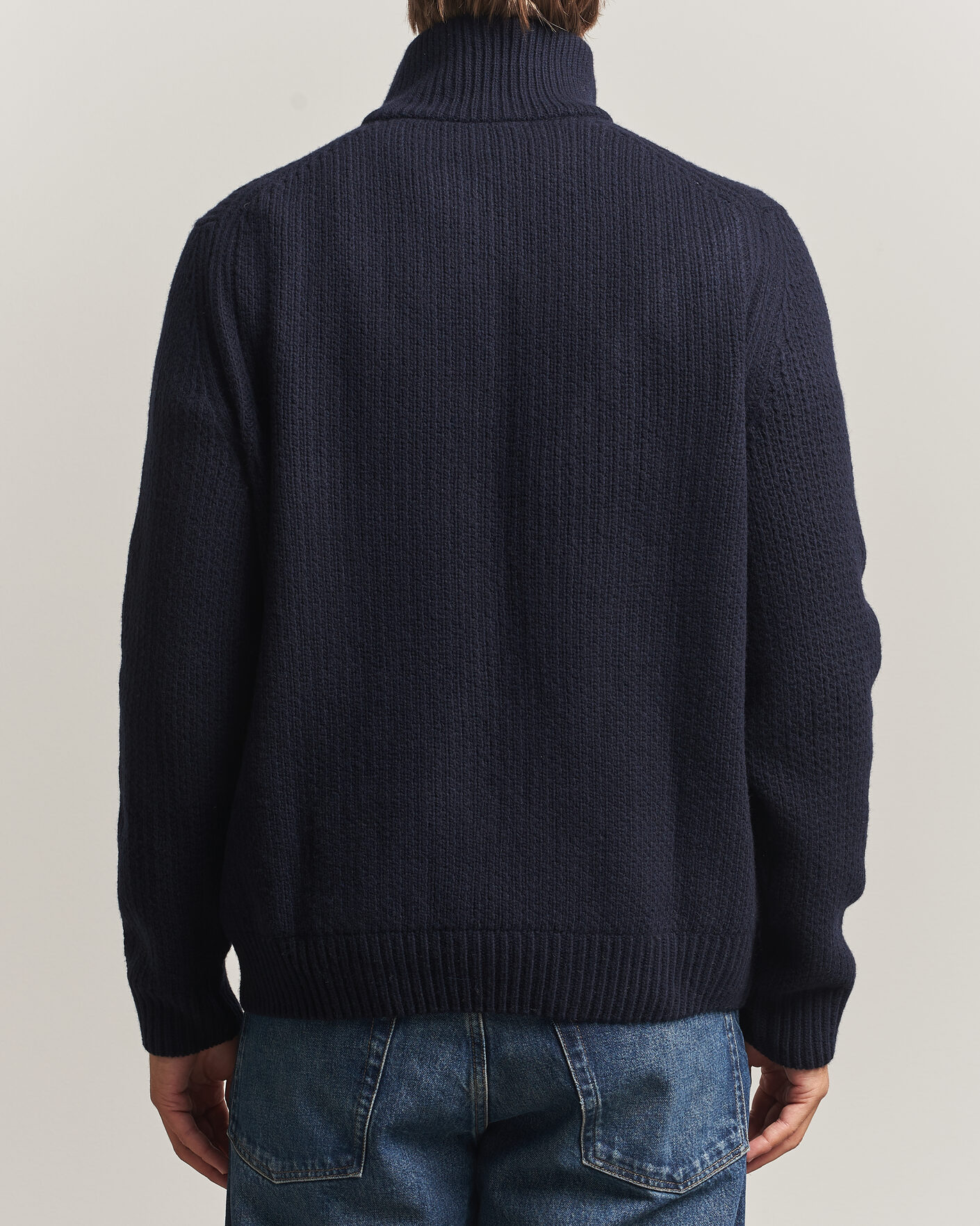 Herre | Gensere | BOSS ORANGE | Kenter Wool Knitted Half Zip Dark Blue