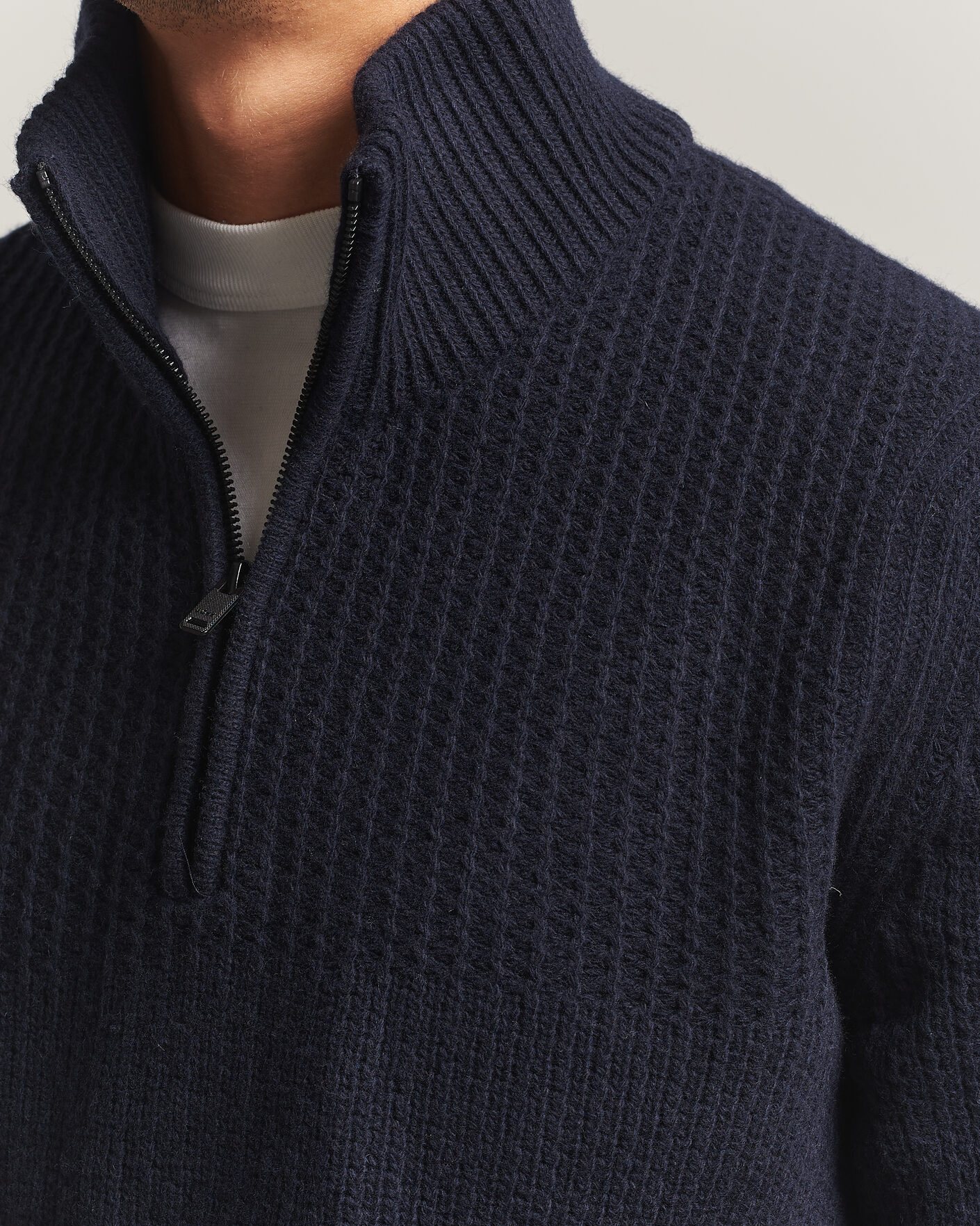 Herre | Gensere | BOSS ORANGE | Kenter Wool Knitted Half Zip Dark Blue