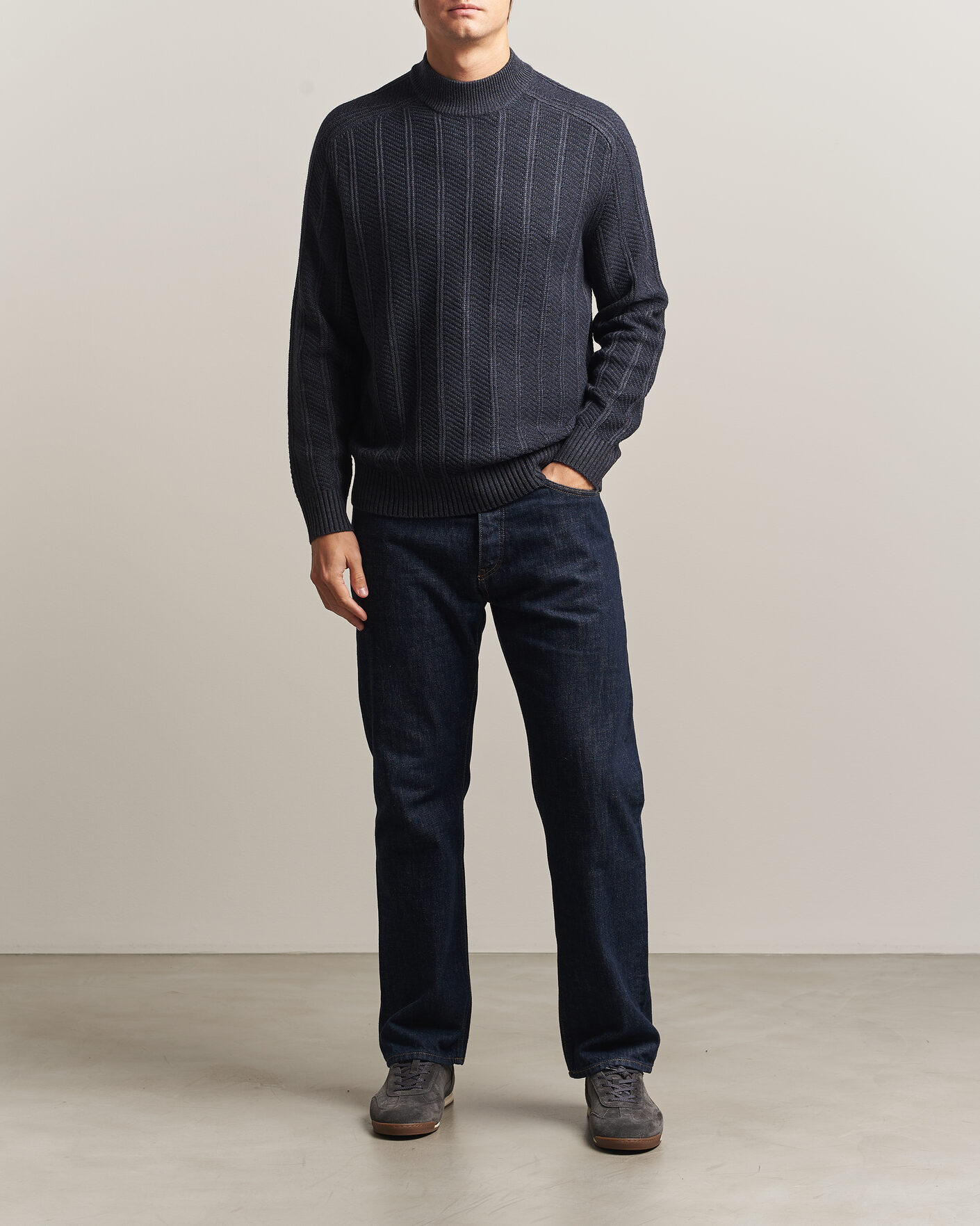 Herre | Gensere | BOSS ORANGE | Katoolo Wool/Cotton Knitted Turtleneck Dark Blue