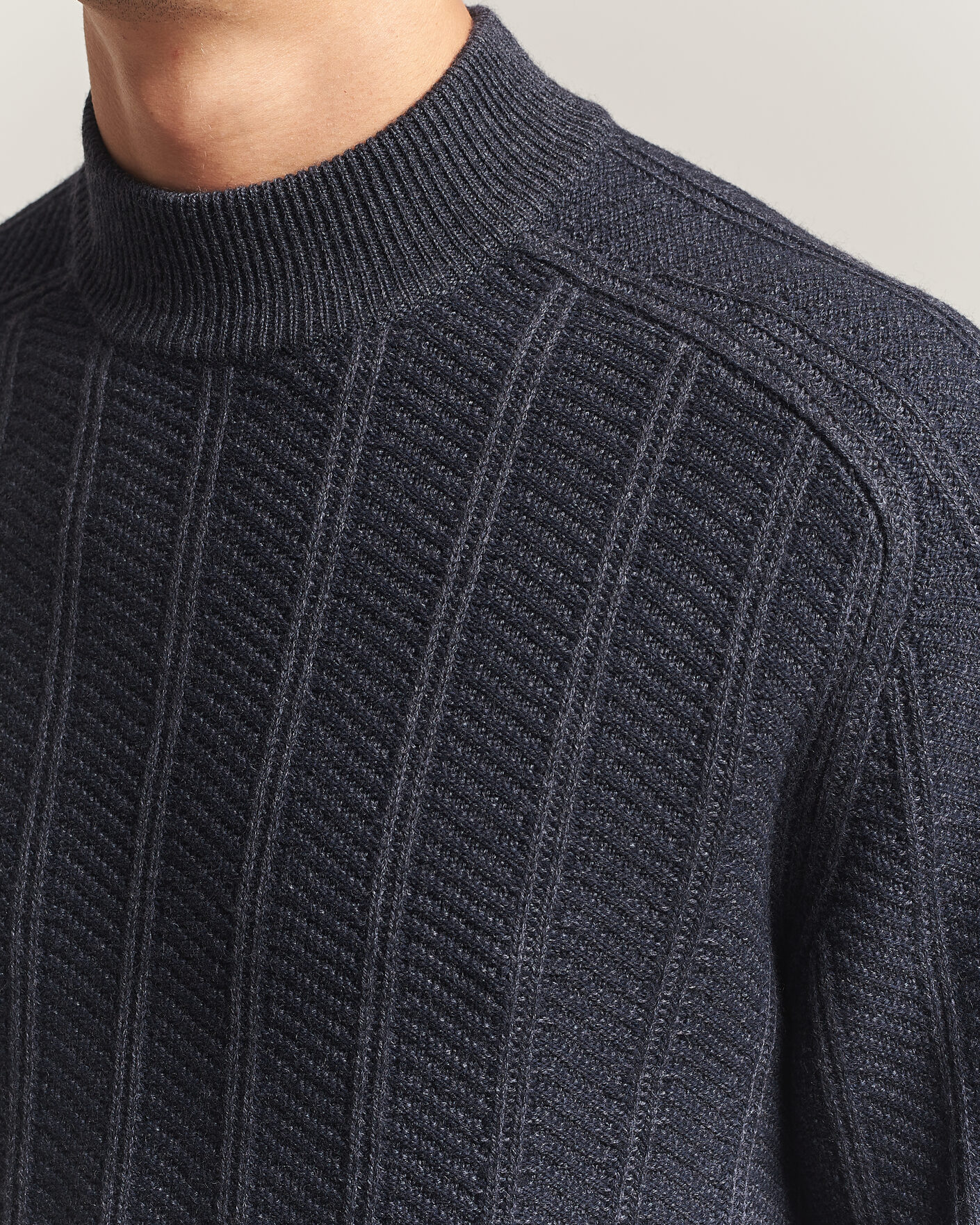 Herre | Gensere | BOSS ORANGE | Katoolo Wool/Cotton Knitted Turtleneck Dark Blue